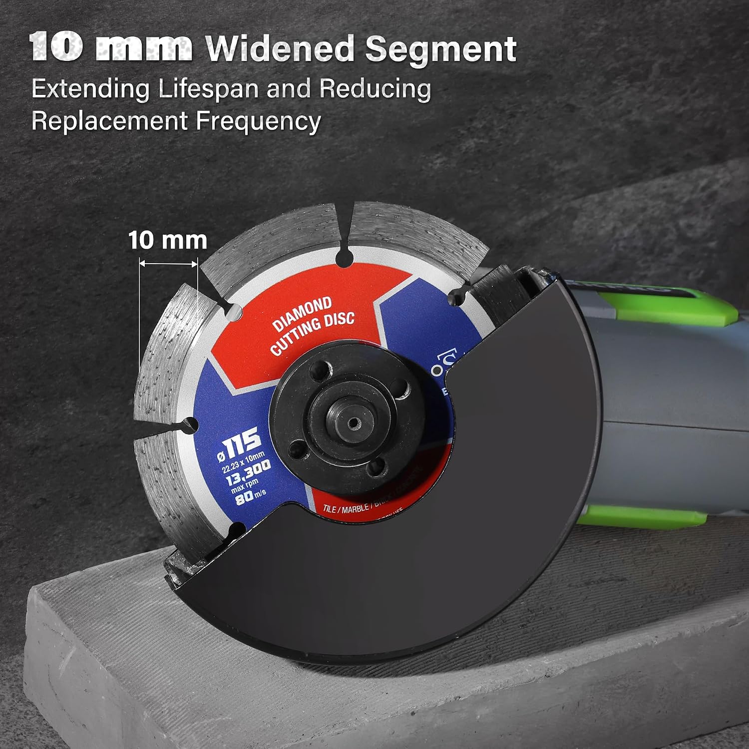 Detalle de WORKPRO 115 mm Diamond Cutting Disc (4.5") Segmented Blade for Angle Grinders – Concrete, Stone & Tile (1-Pack) – OSA Safety Certified