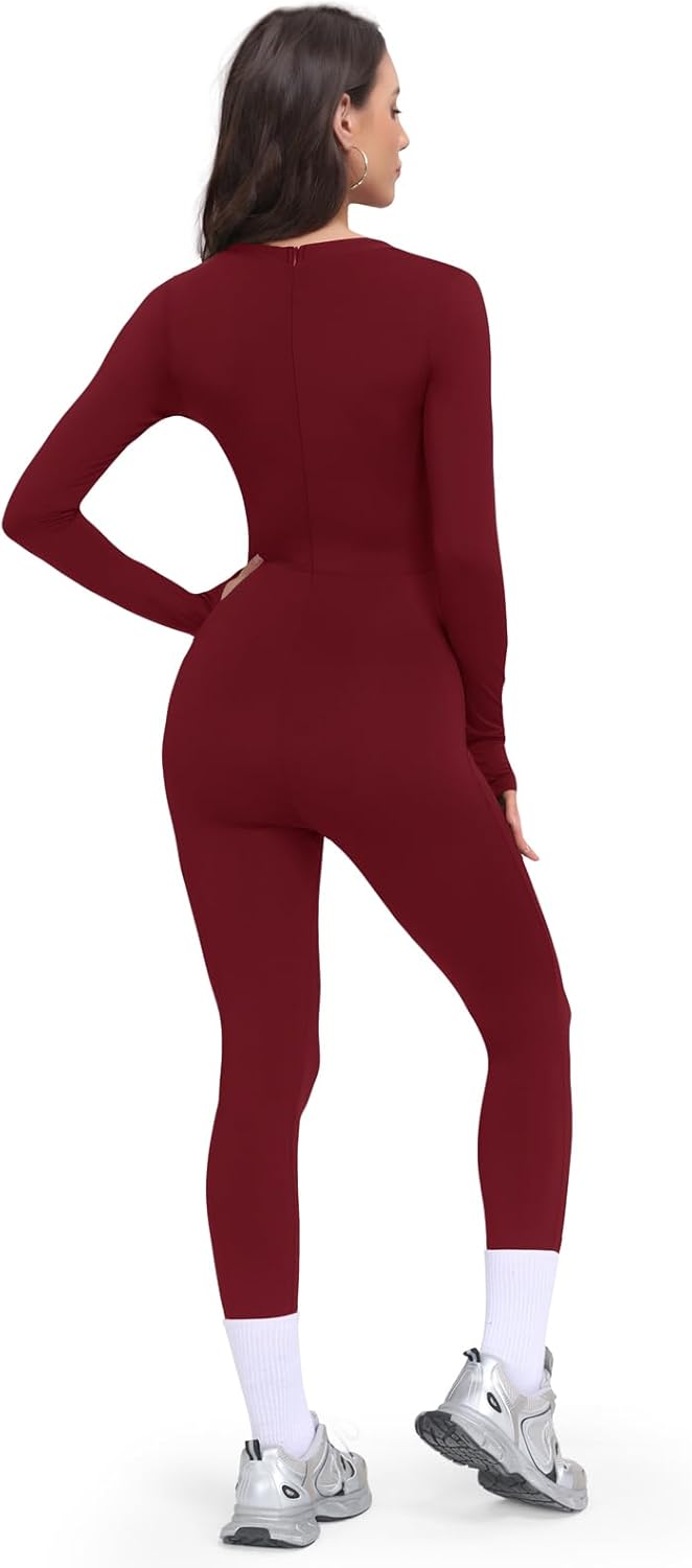 Detalle de VUTRU Damen Sport-Jumpsuit langarm aus Stretch: Nahtloser Einteiler für Yoga & Workout