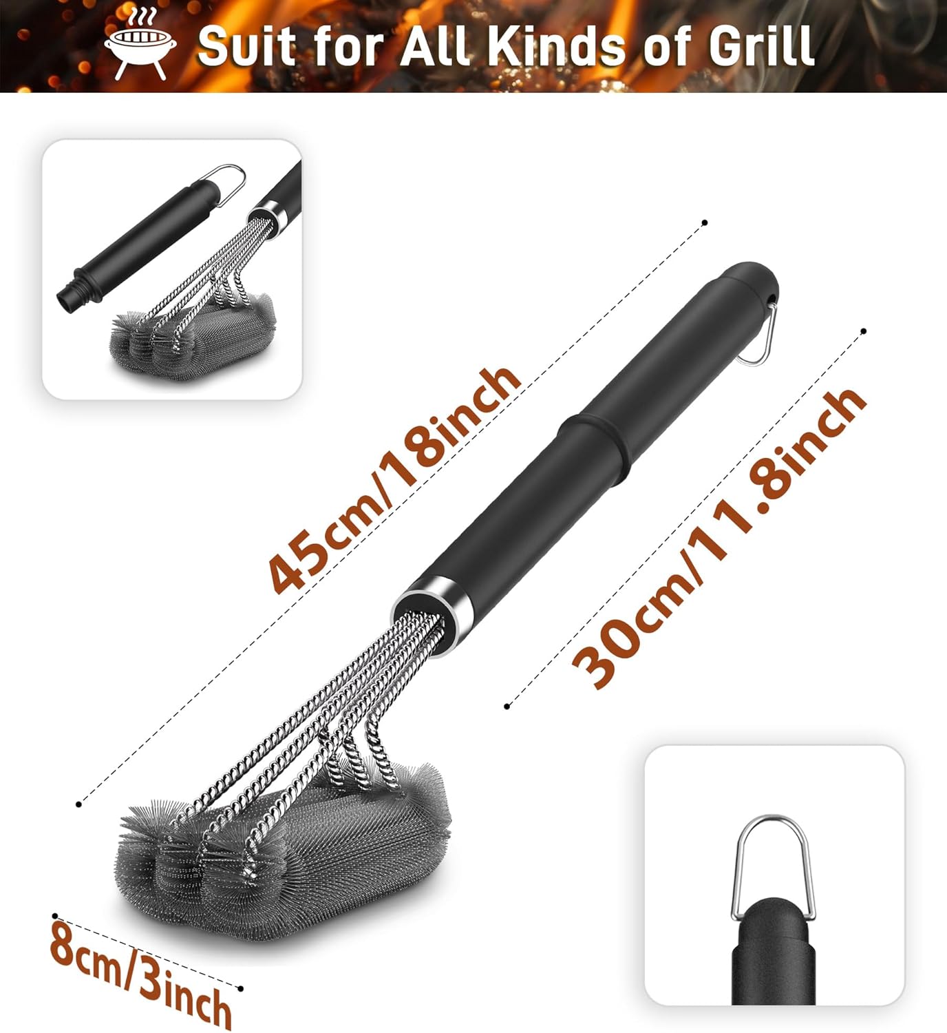 Thumbnail 1 de PePeng Grillbürste mit extra langem Griff und Edelstahlborsten