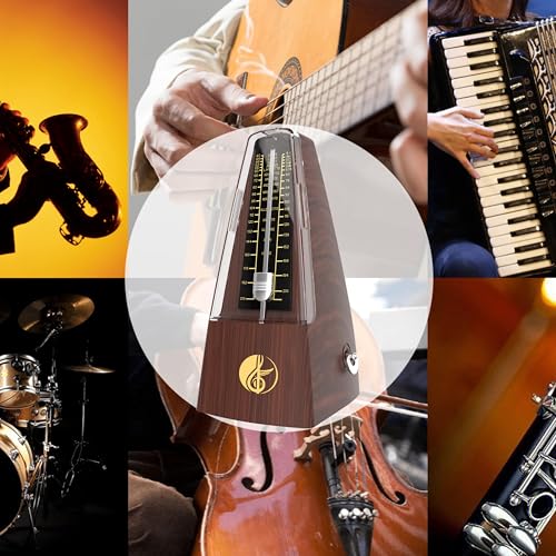 Detalle 2 de AUPHY M350 Classico Metronomo Meccanico con Campana – Versione in Legno con Grammofono e Rimetti Tempo per Pianoforte, Chitarra, Sassofono, Batteria, Clarinetto