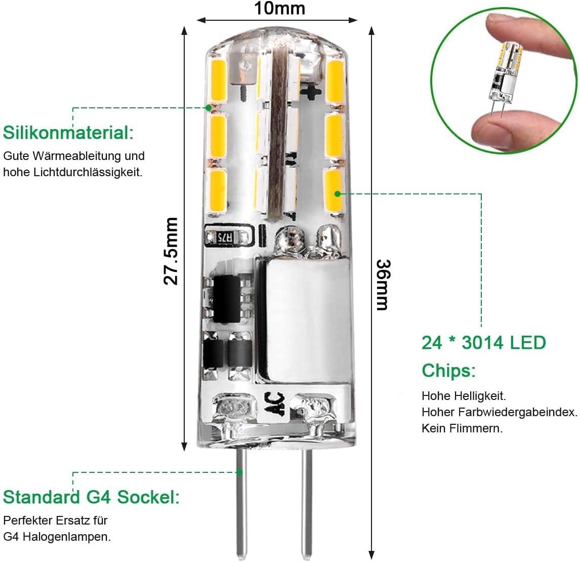 Detalle 2 de Tailcas G4 LED Warmweiß 1,5W 10er Pack