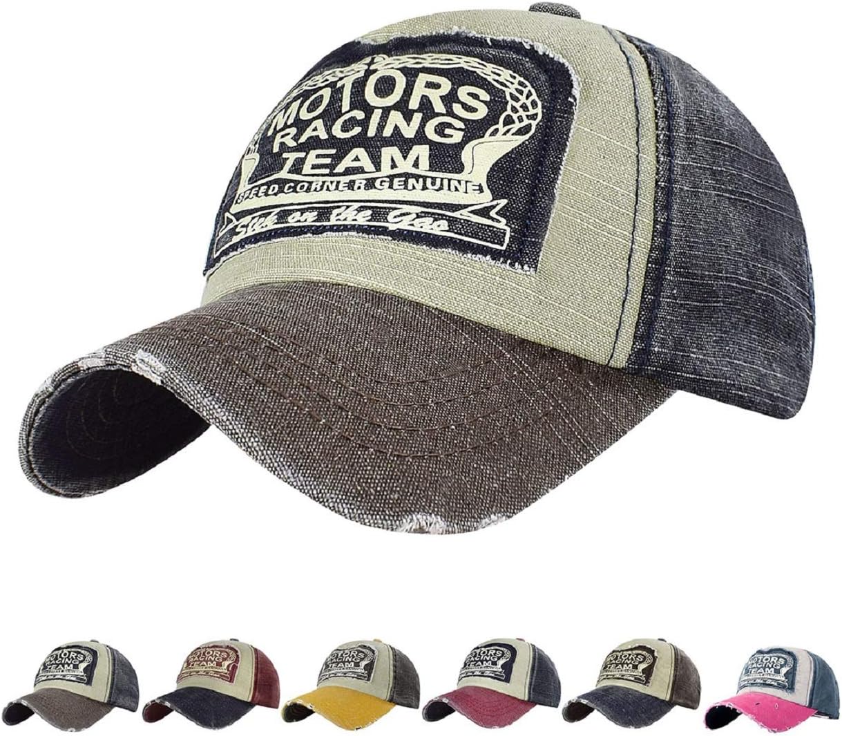 Detalle de Tuopuda Cappellino Baseball Vintage unisex in cotone snapback con stile vissuto