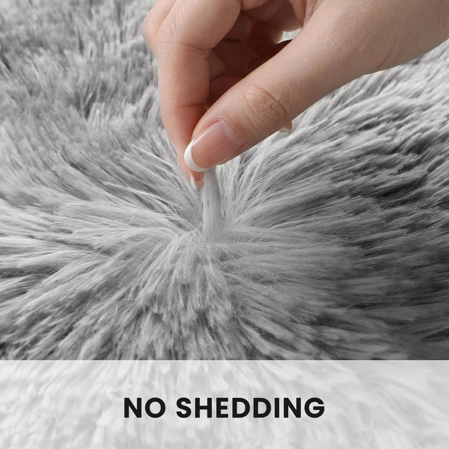 Detalle 2 de Sour Lemon Rugs Living Room Shaggy Rug 160x230cm in Grey – Washable Anti-Slip Soft Floor Carpet