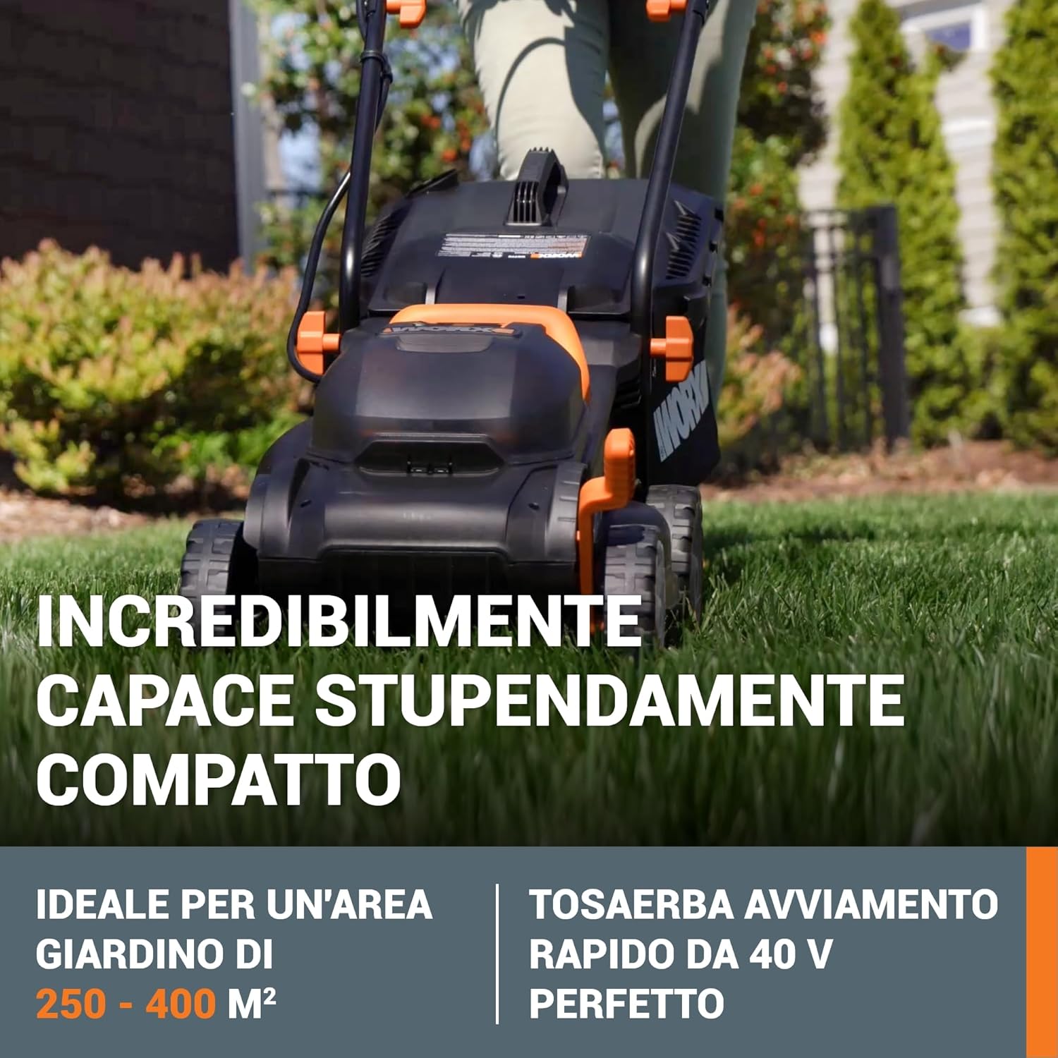 Detalle 2 de WORX WG779E.1 tosaerba a batteria 40V PowerShare da giardino, taglio 34 cm