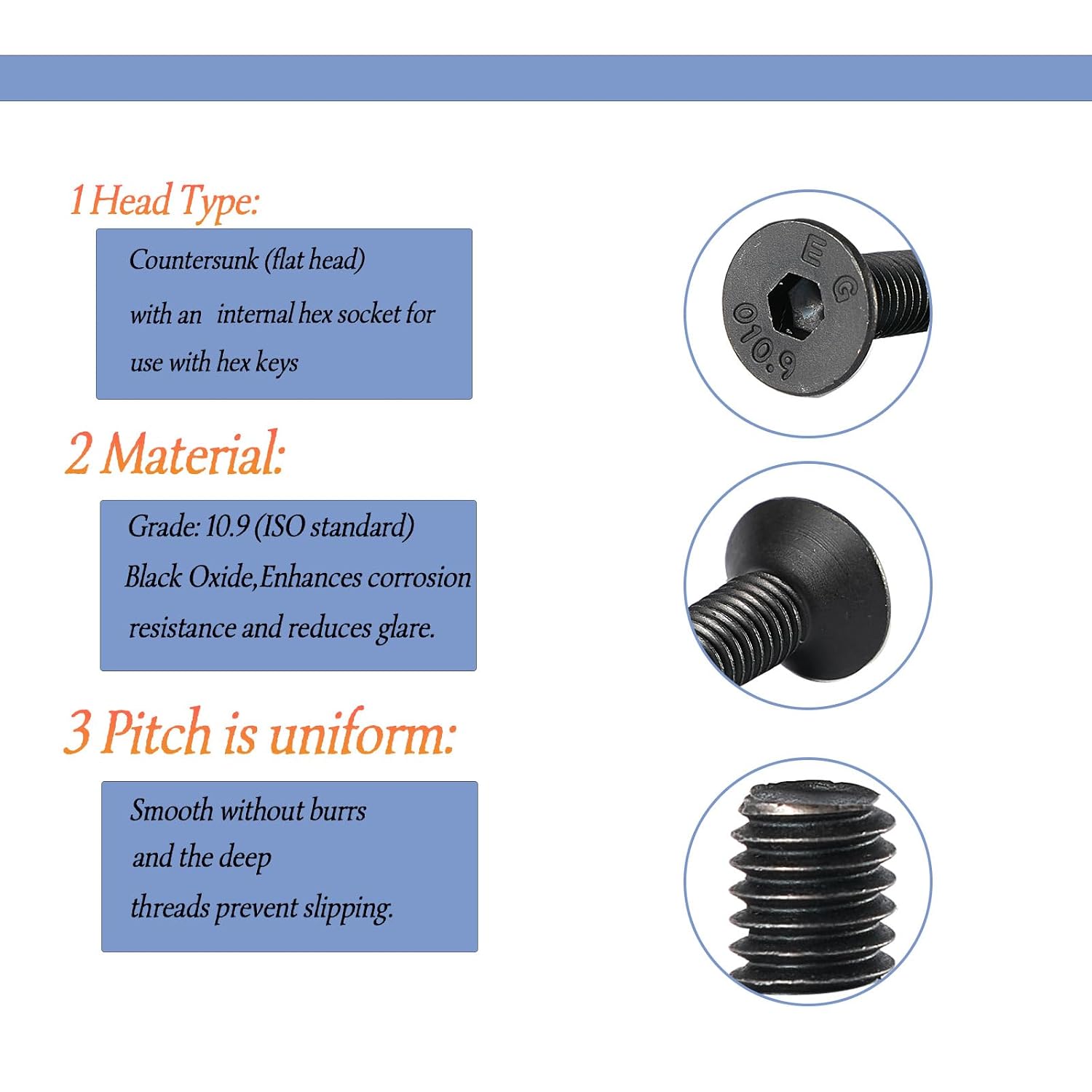 Detalle de AOTXSHNO Flat Head Hex Socket Screws, M8-1.25x60mm