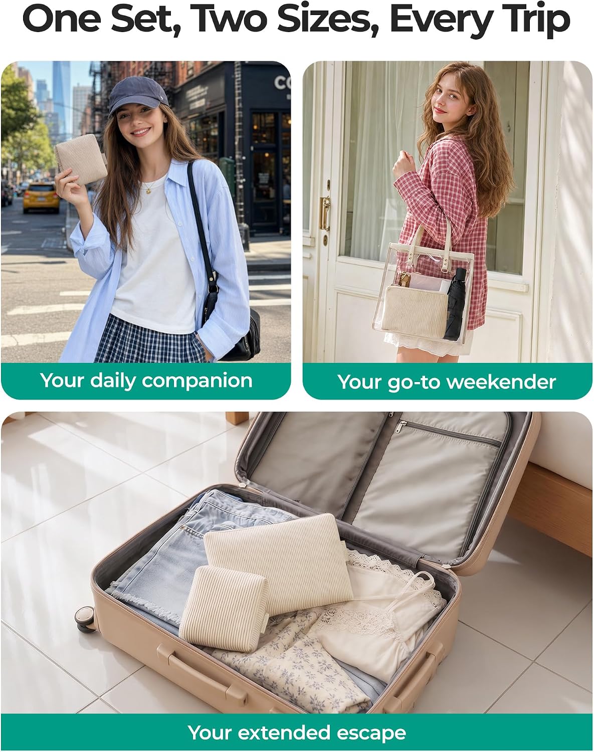 Detalle 2 de BAGSMART Corduroy Makeup Bag Set