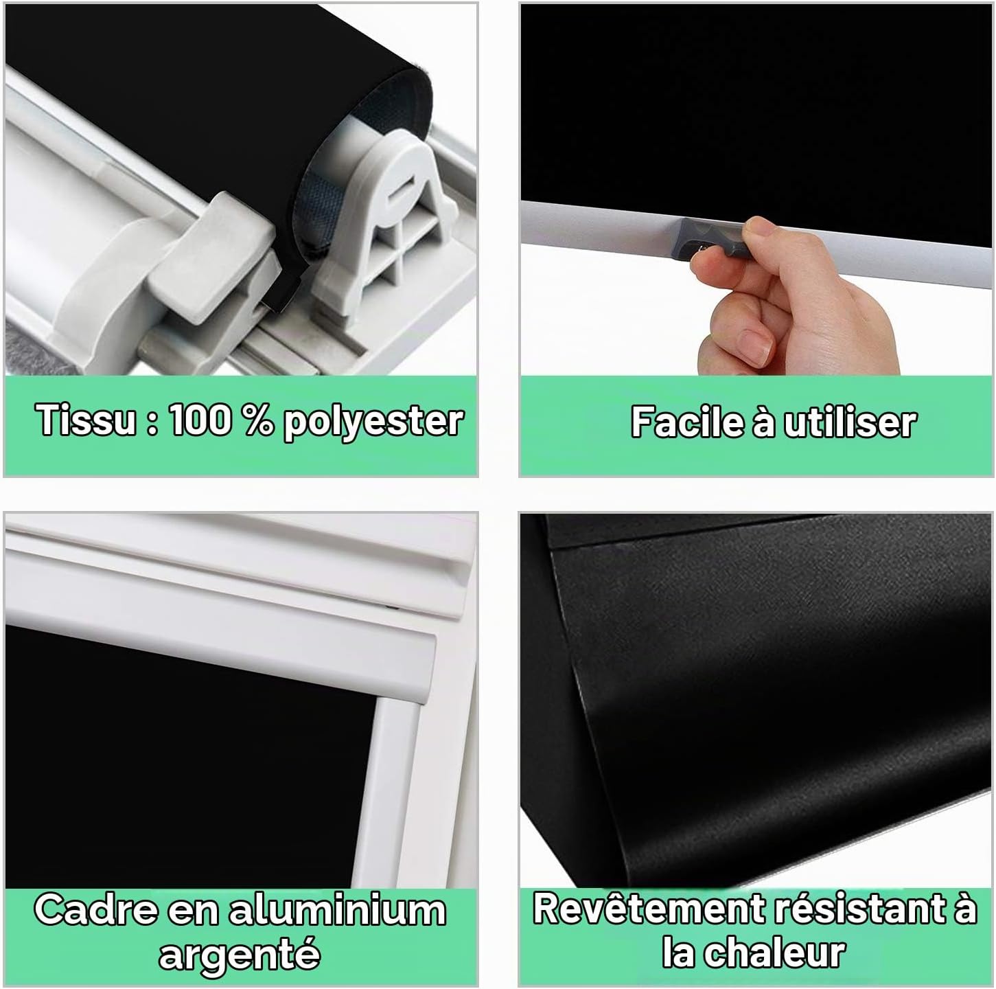 Detalle de Lospitch M06 verduisteringsrolgordijn voor dakramen, zwart, 61,3 x 94 cm