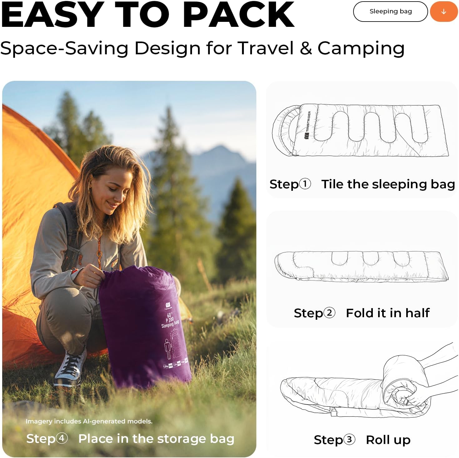 Thumbnail 6 de TANSTRIDER KJFCB54033166-US01 Rectangular Sleeping Bag with Compression Sack