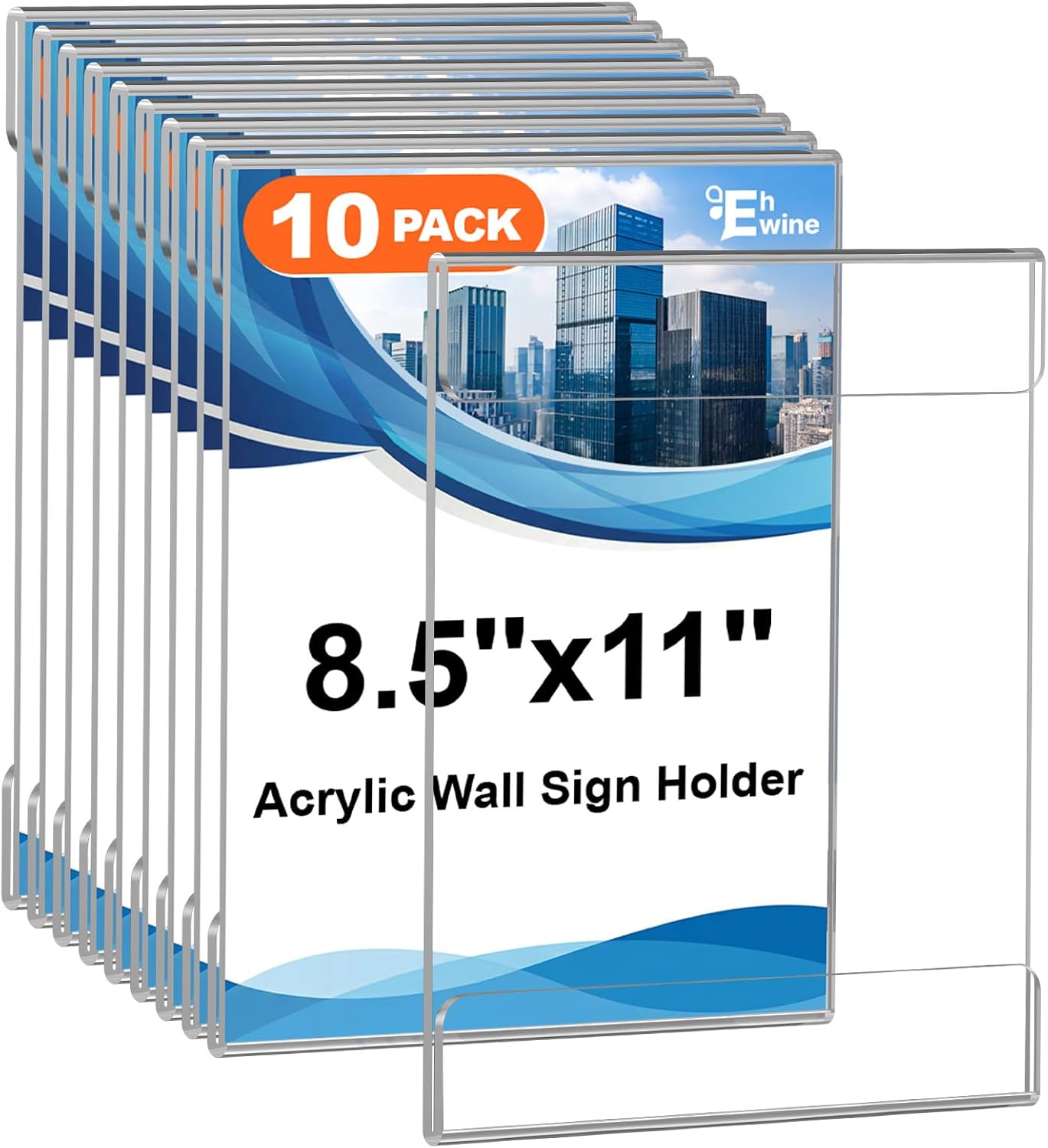 Detalle de EHWINE 3736 Acrylic Wall Sign Holders, 10 Pack, Clear, with Adhesive Tape