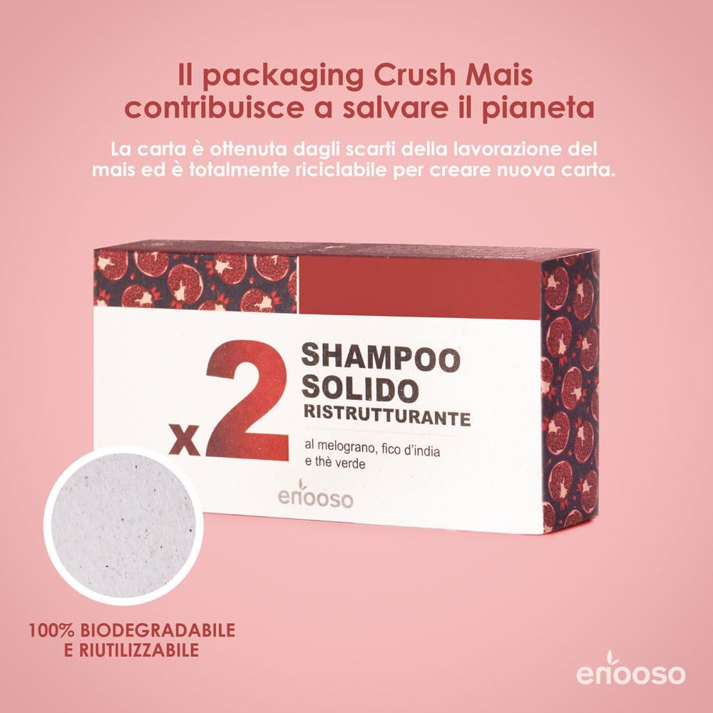 Thumbnail 4 de Enooso Shampoo Solido Bio per Capelli Secchi – Ristrutturante e Nutriente al Melograno, Fico e Tè Verde (130 g)