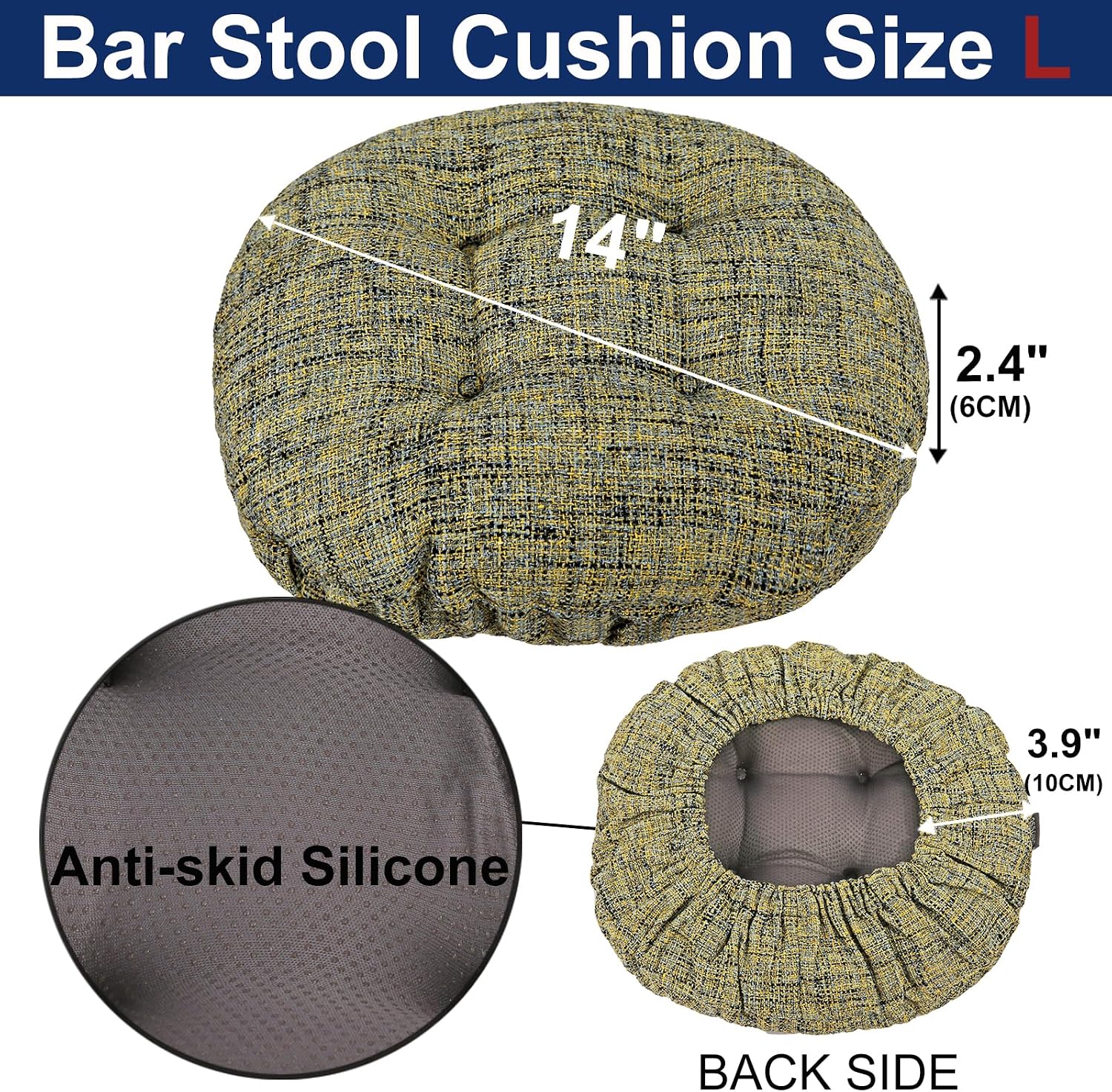Detalle 2 de SINOSSO Round Bar Stool Cushion 14-inch