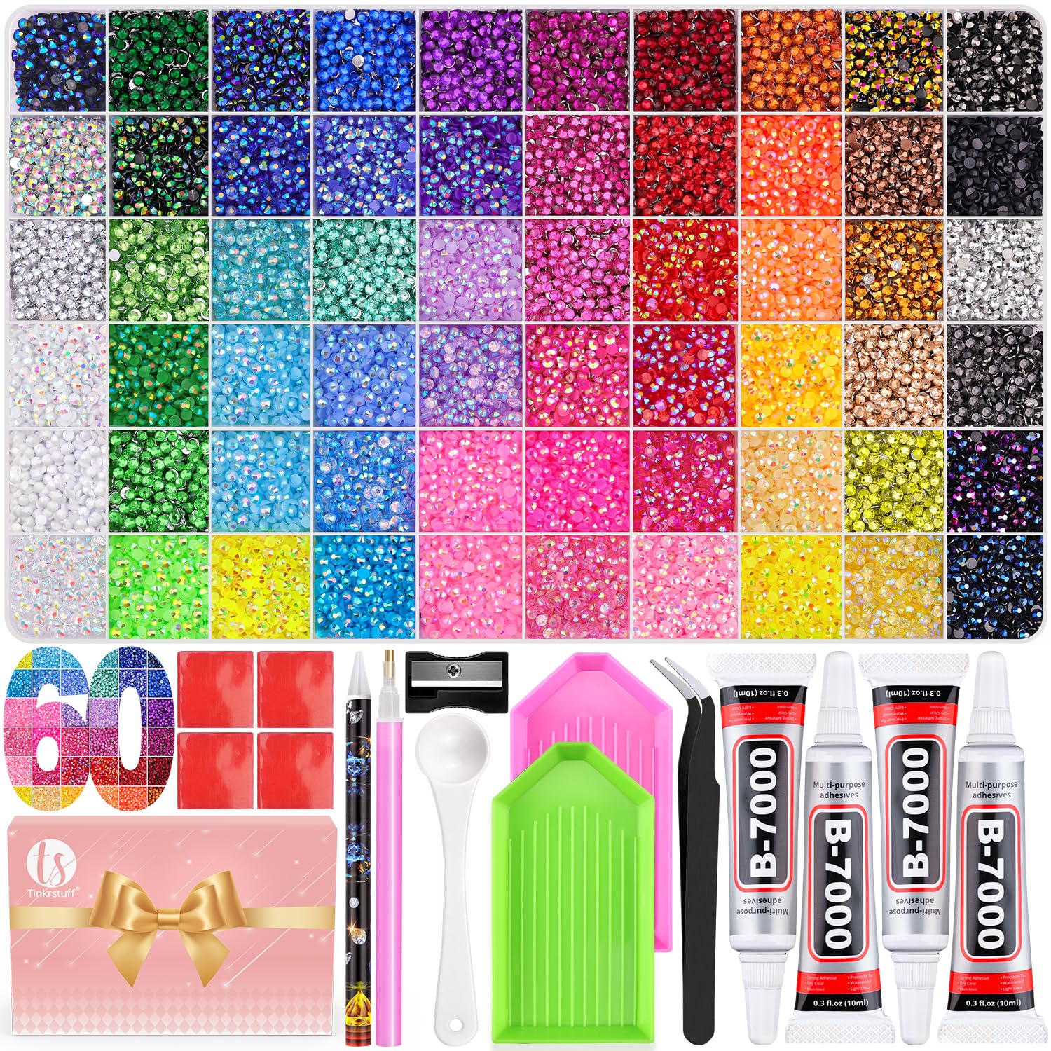 TINKRSTUFF TS60GEDHZTGZJJ001 Rhinestone Bedazzling Kit, 60 Colors