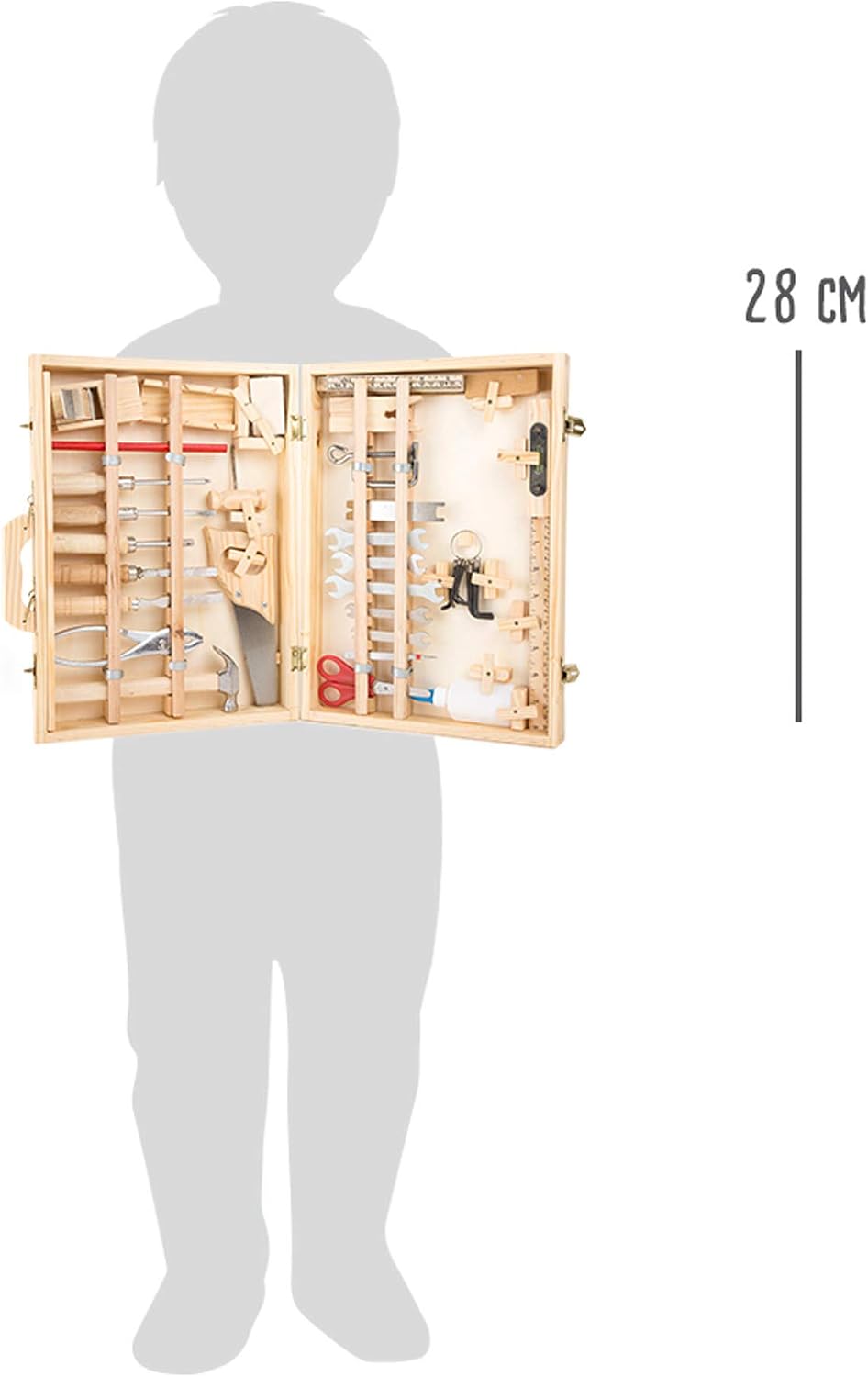 Detalle de small foot 2241 Toys Deluxe – drewniana walizka narzędziowa, 48 elementów, od 6 lat