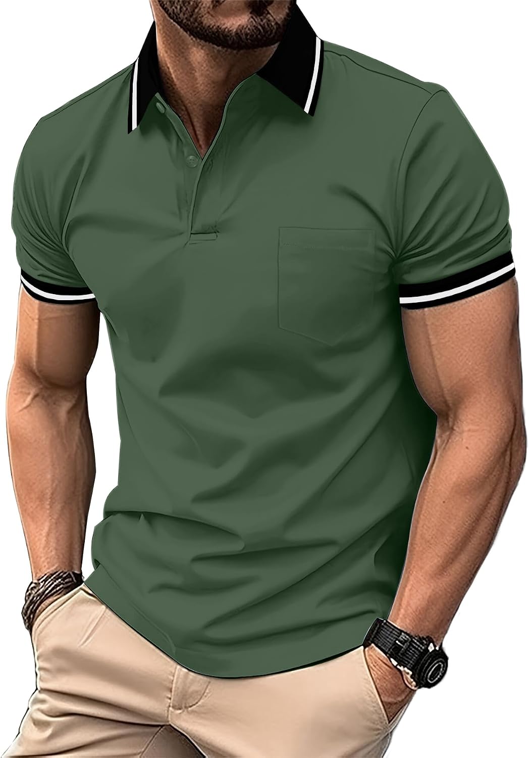 Detalle de JACKETOWN 3-pack herenpoloshirts met korte mouwen, lichtgewicht en ademend