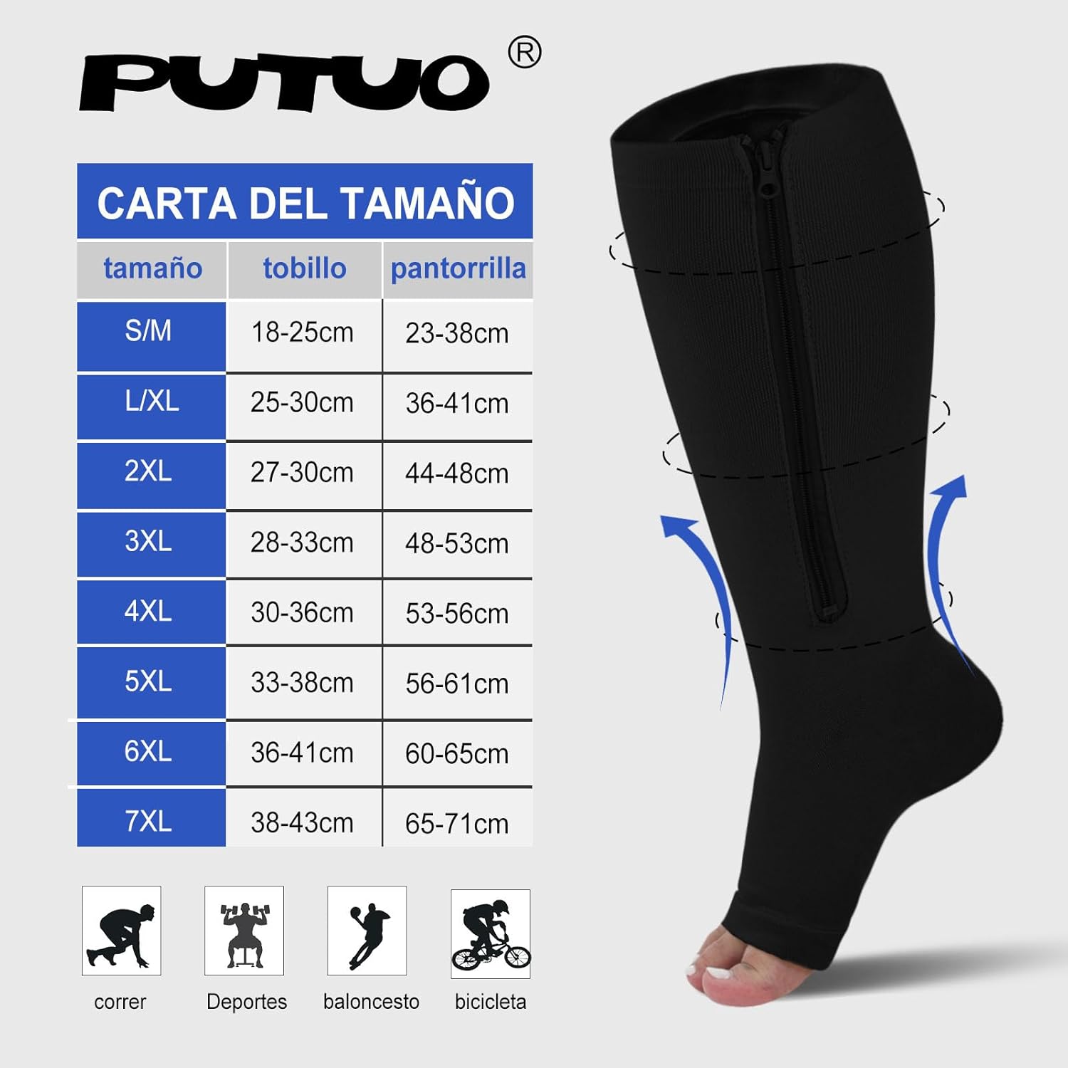 Thumbnail 1 de PUTUO Medias de Compresión Talla Grande 1 par