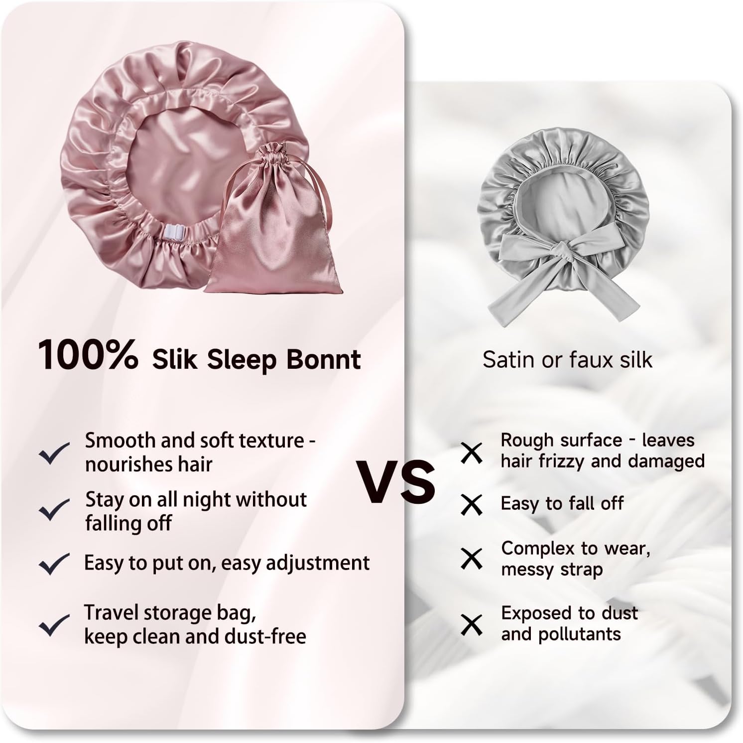 Detalle 2 de Kaome 22 Momme Silk Bonnet for Sleeping ๐ค