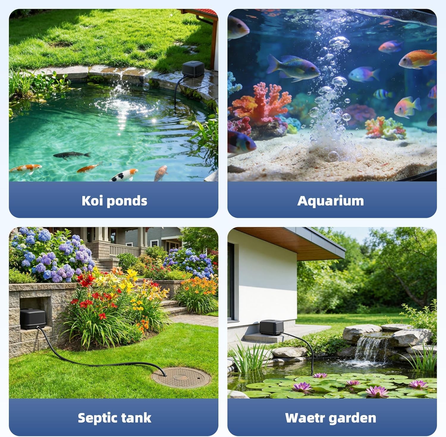 Thumbnail 6 de Biling Pond Aerator for Fish Ponds (2400L/H, 43dB) with UK Plug