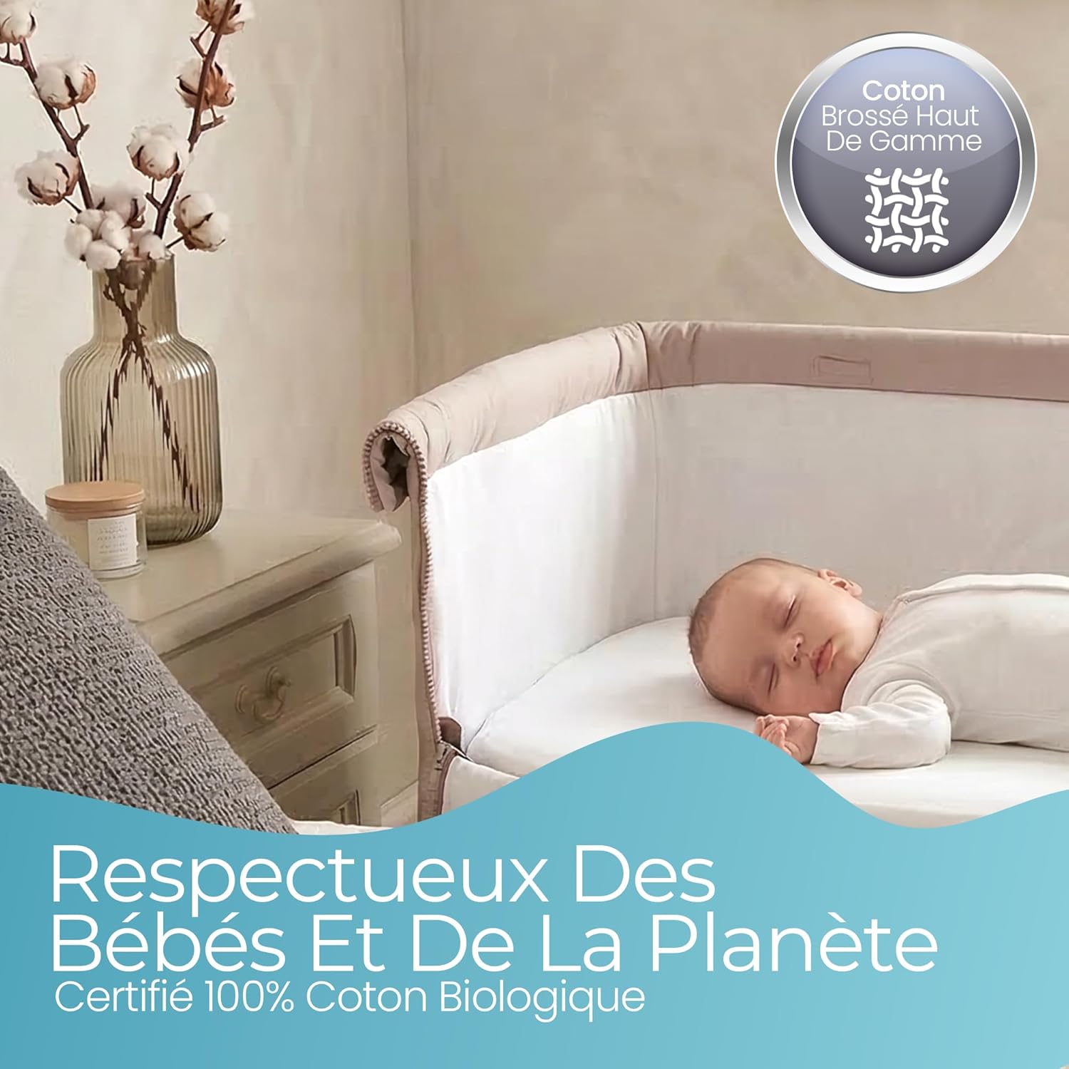 Thumbnail 4 de Drap-housse cododo 50x83 cm – Comfier Sleep, lot de 2 en coton biologique – 51x85 cm