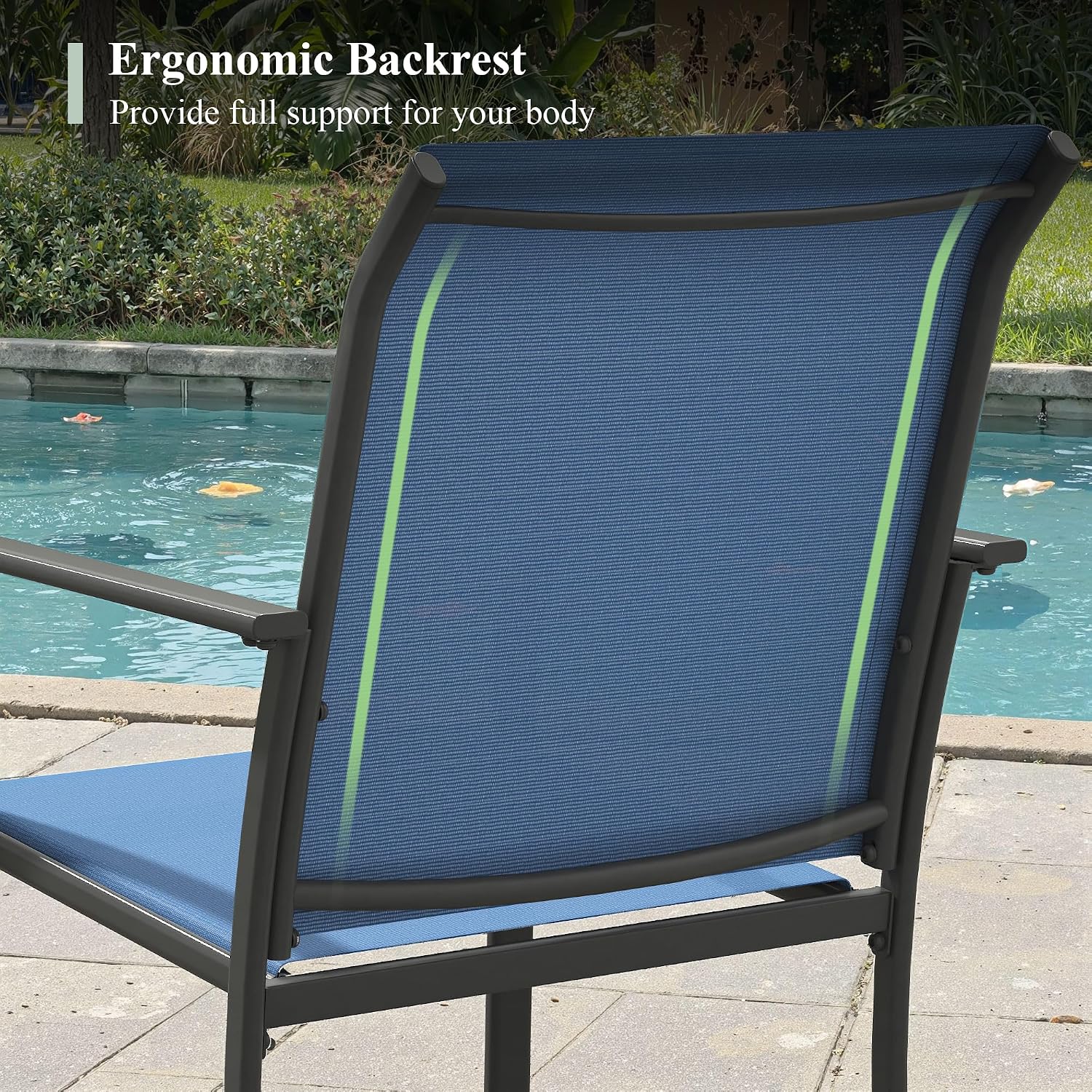 Thumbnail 4 de ARKOST Stackable Patio Dining Chairs, Set of 2, Dark Blue Textilene