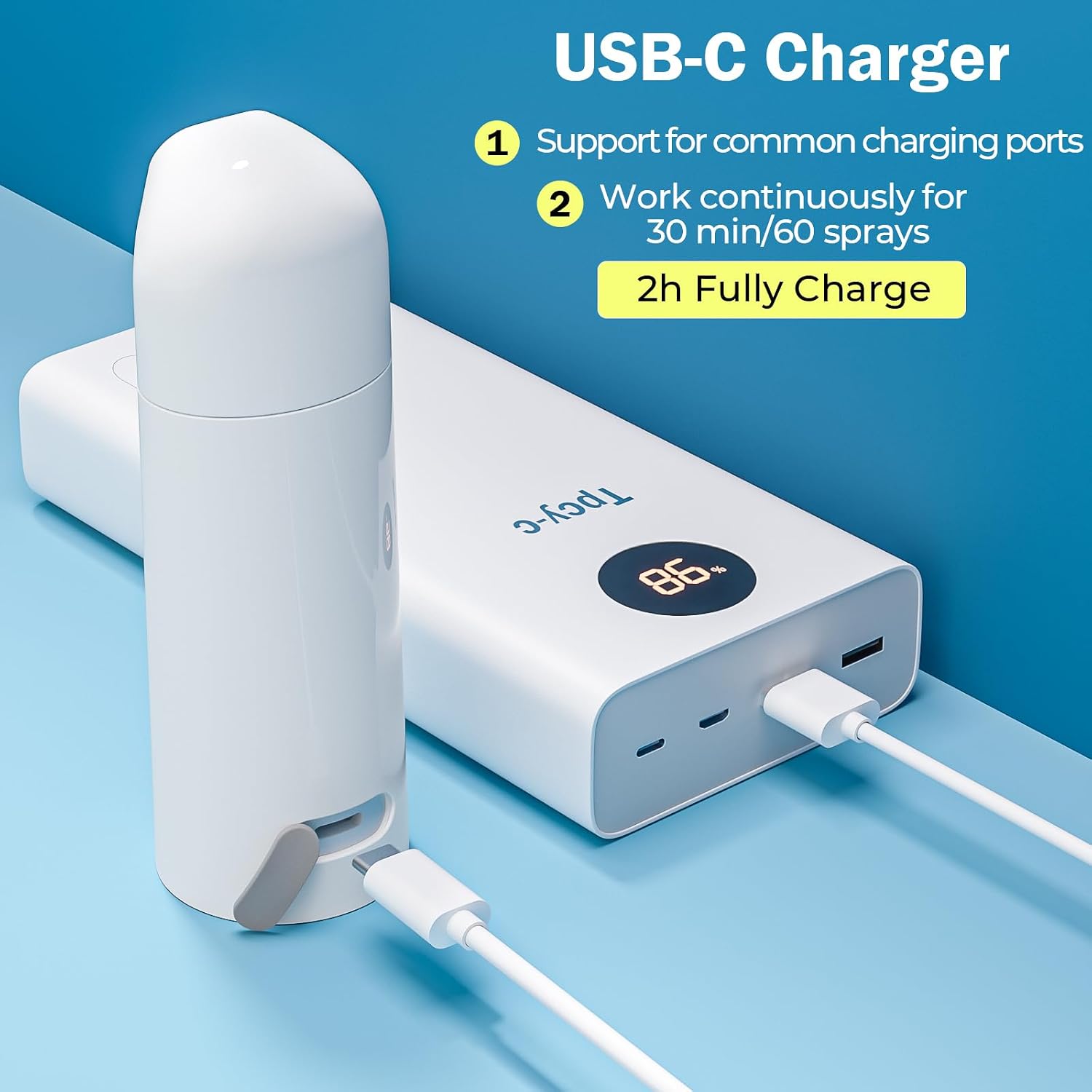 Detalle 2 de Portable Travel Bidet with USB-C Rechargeable Sprayer (350 mL)