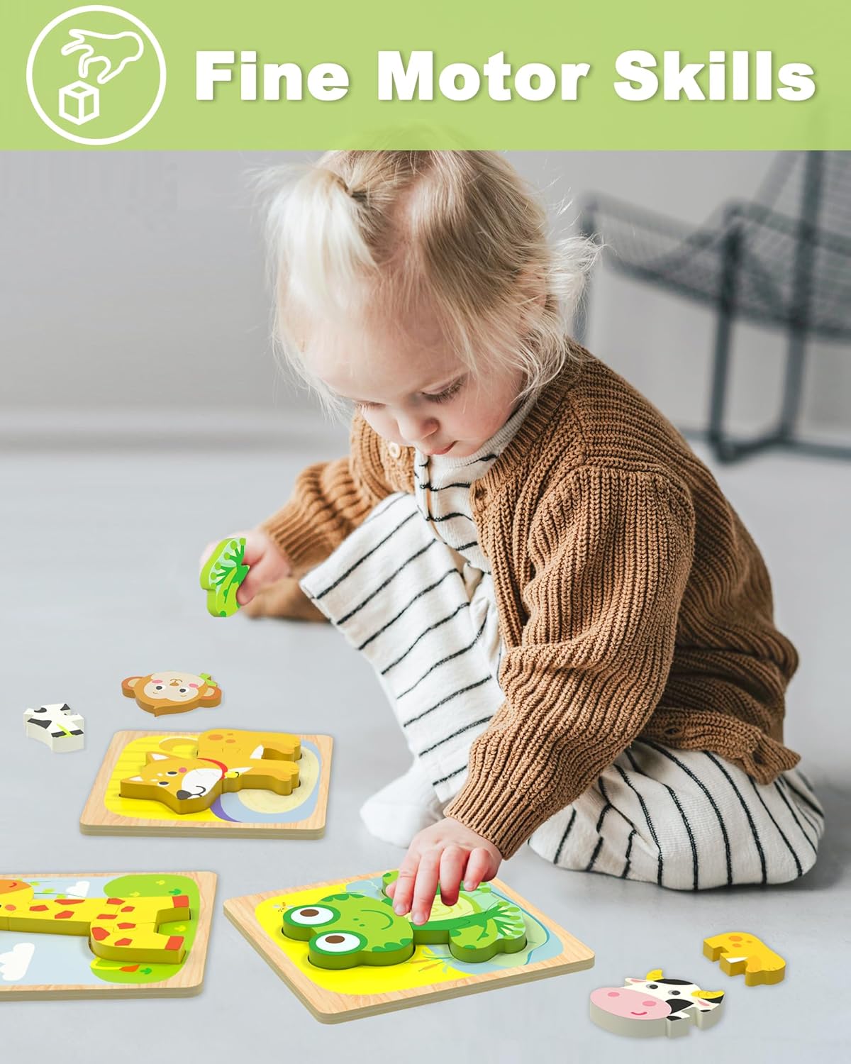 Detalle 2 de Benresive Wooden Toddler Puzzles 6pc 🧩