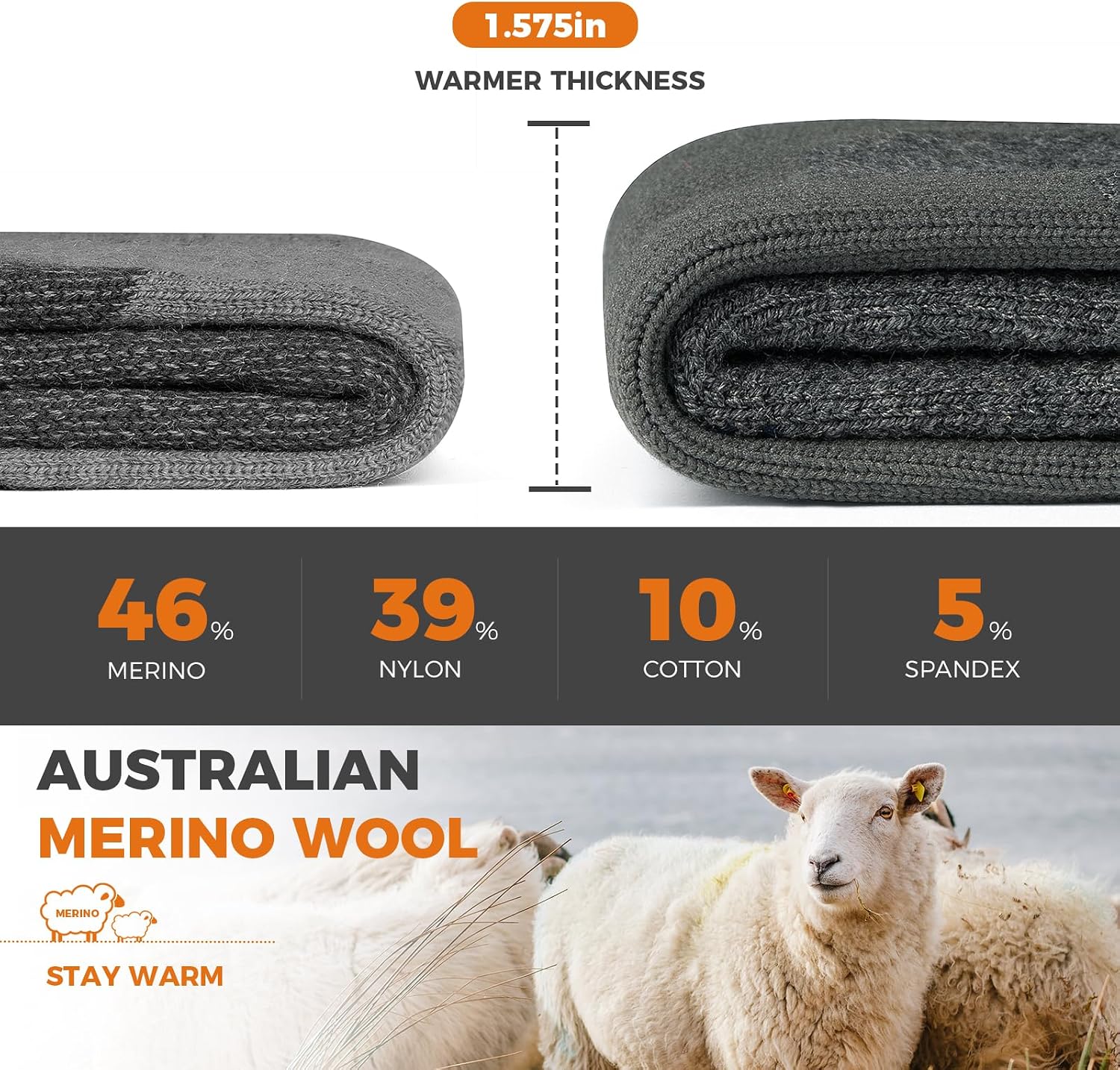 Thumbnail 4 de Merino Wool Hiking Walking Socks (Men & Women) – Thick Anti-Blister Cushioned Compression, 3 Pairs Unisex