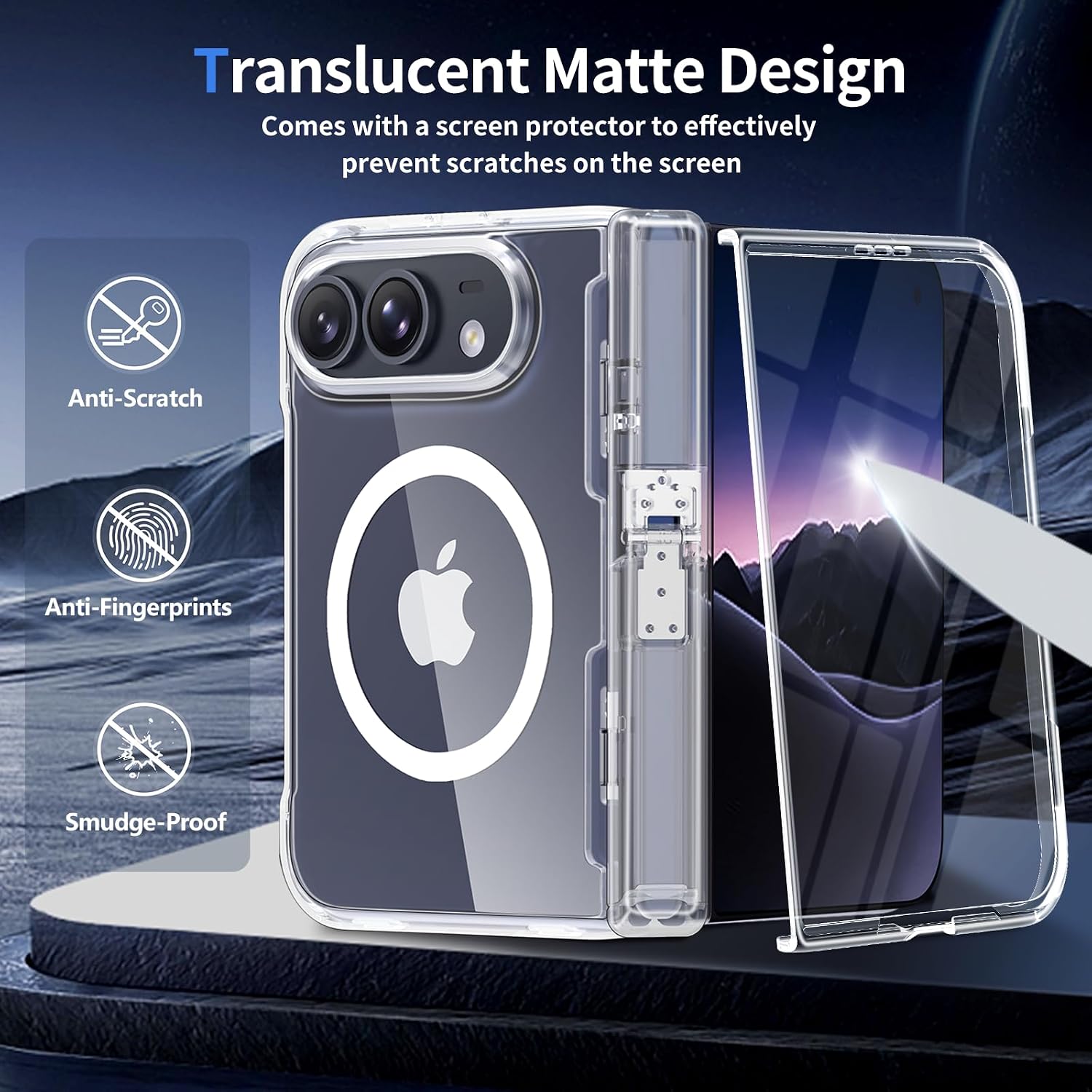Detalle 2 de H HUALELE Magnetic iPhone Duo Case with Kickstand, Hinge and Screen Protection