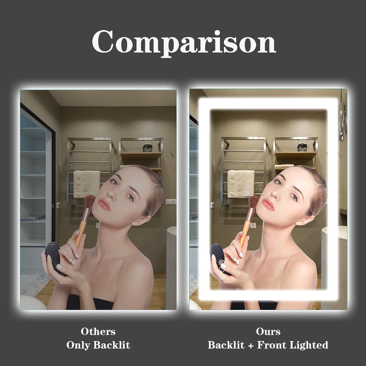 Detalle 2 de Amorho 24" x 32" LED Bathroom Mirror — Dimmable Vanity