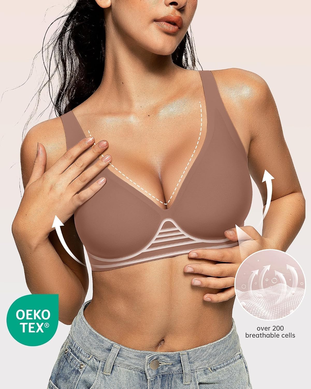 Thumbnail 1 de OEAK Deep V No-Wire Bra for Women (Seamless Lift & Comfort)