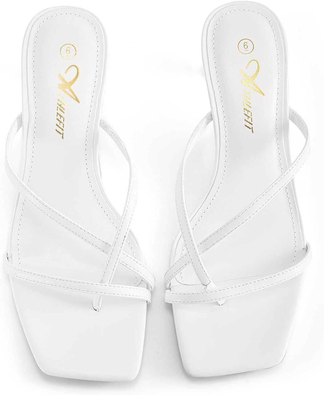 Thumbnail 4 de Athlefit Women’s Strappy Kitten Heels Flip Flops with Square Open Toe and Low Heel