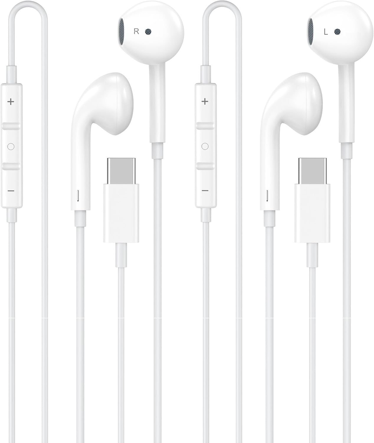 Detalle de Ucaca FBA-106PS USB-C Earbuds, 2-Pack with Mic and Remote