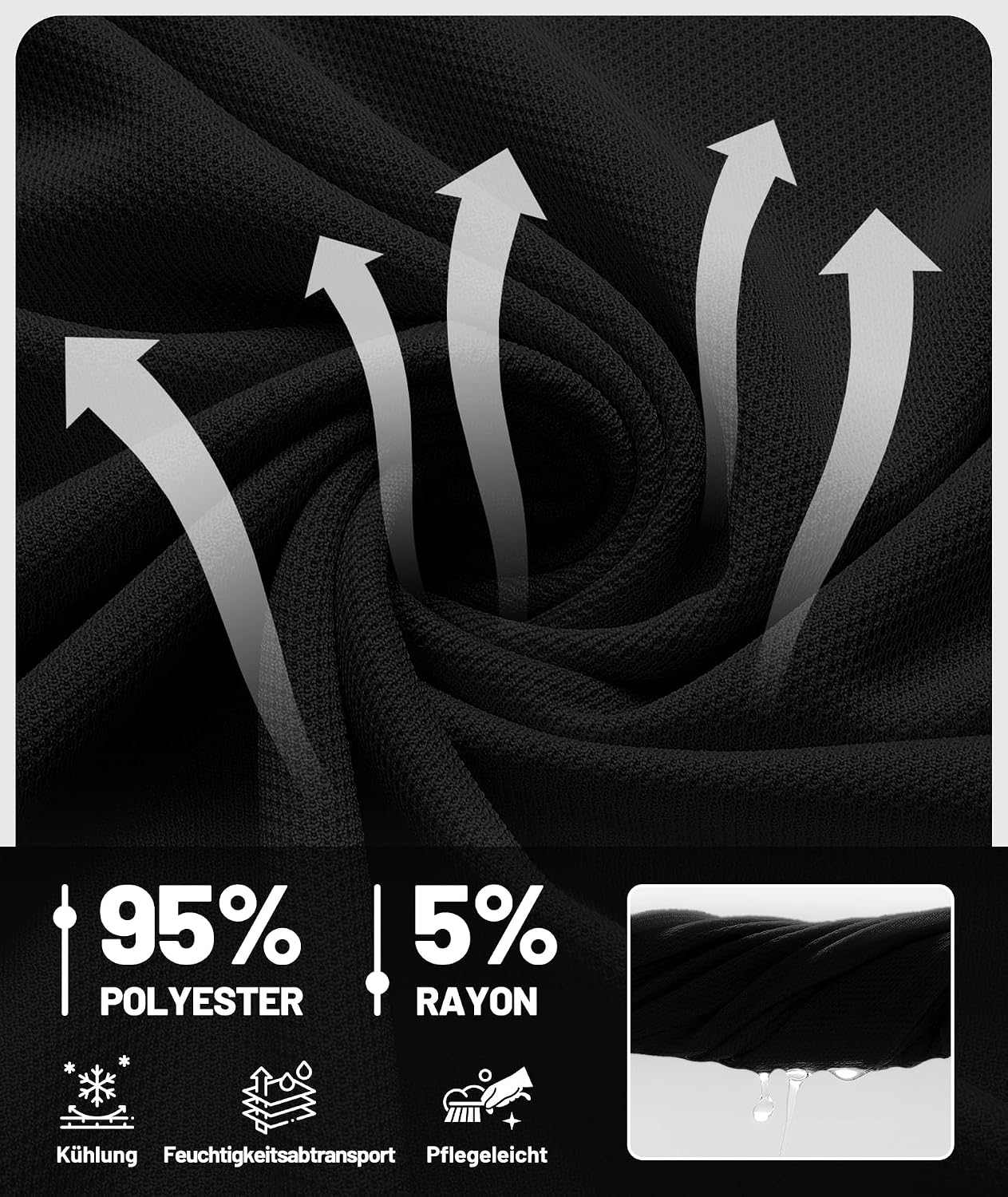 Detalle de ZITY 5 Pack Polo Uomo a Manica Corta: traspirante, asciugatura rapida e taglio regular fit