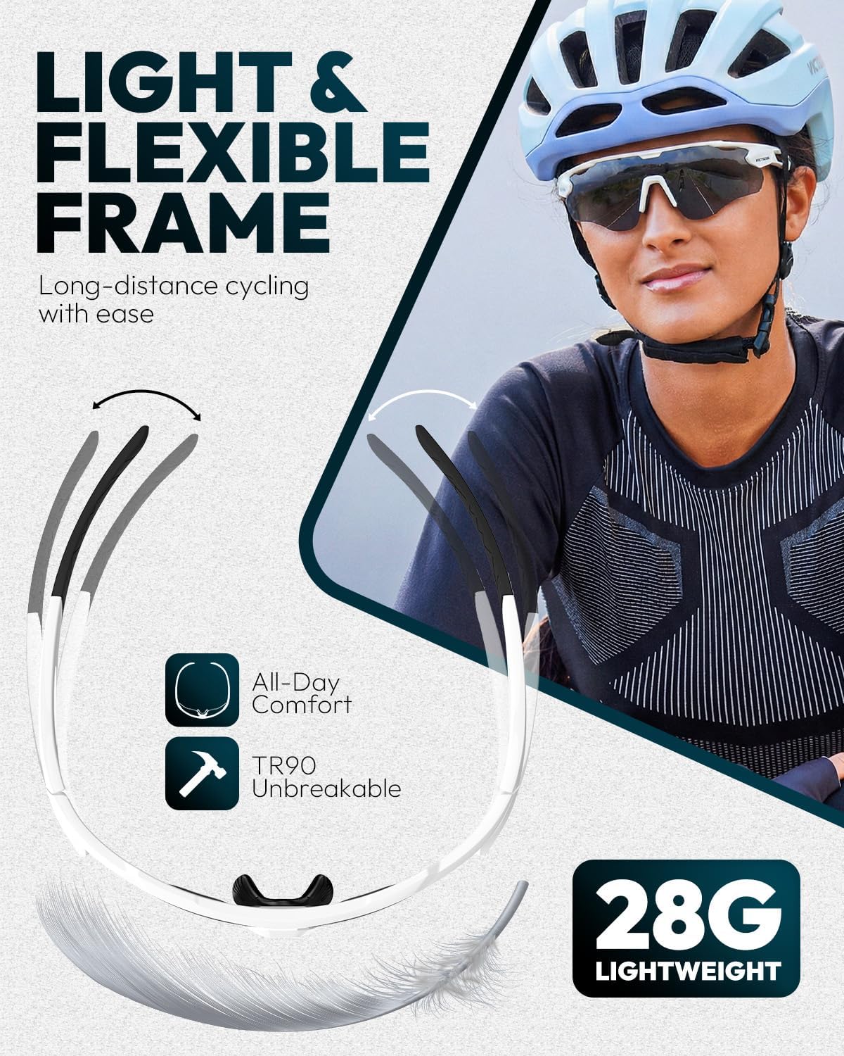 Thumbnail 4 de Victgoal Fahrradbrille – polarisiert, UV400, ultraleichtes TR90 Rahmendesign für Radfahren, Laufen und Outdoor-Aktivitäten