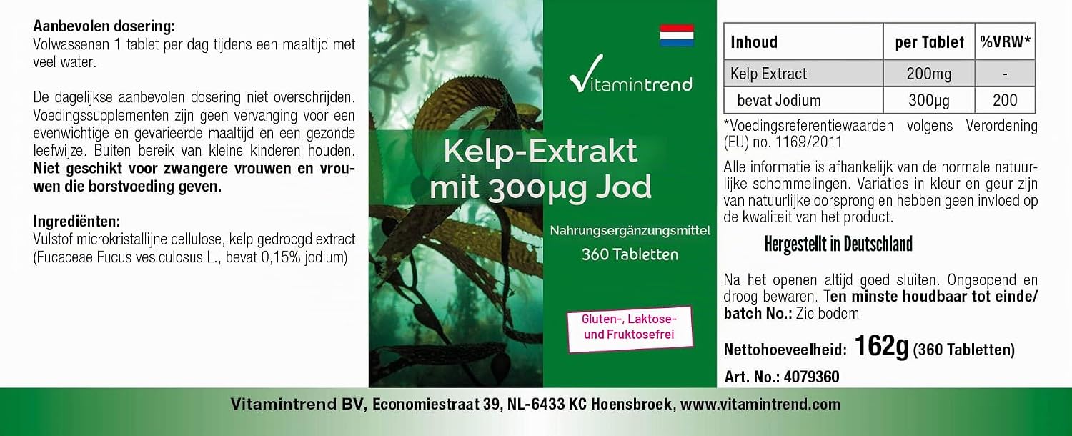 Thumbnail 6 de Vitamintrend Kelp Extrakt mit 300 µg Jod – vegan, 360 Tabletten, hergestellt in Deutschland