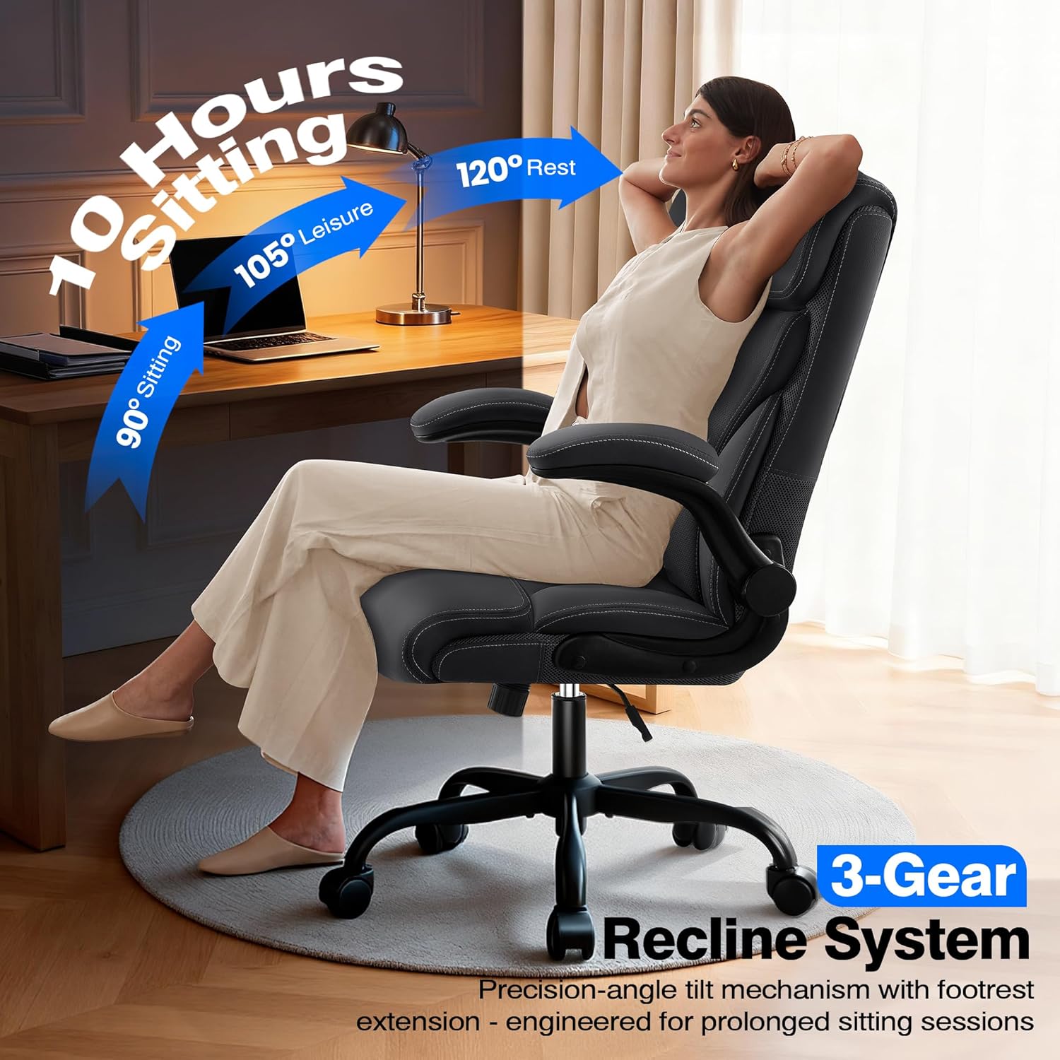 Thumbnail 4 de AreShark Office Chair Executive High Back with Lumbar Support, Breathable Faux Leather, and Rock Recline