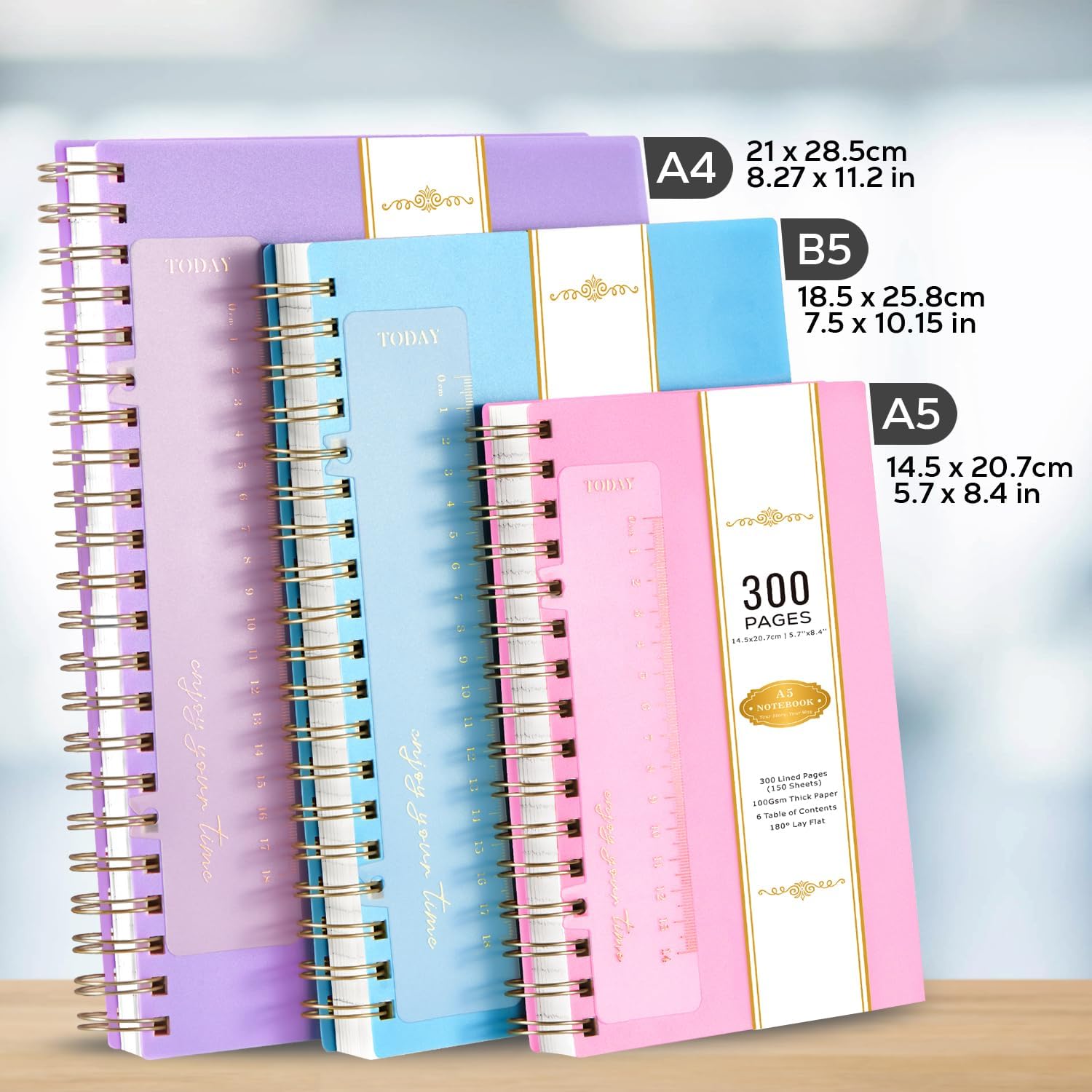 Detalle 2 de NIRMIRO B5 Spiral Notebook (Hardback PVC Cover) – 300 Pages, Lined 100gsm