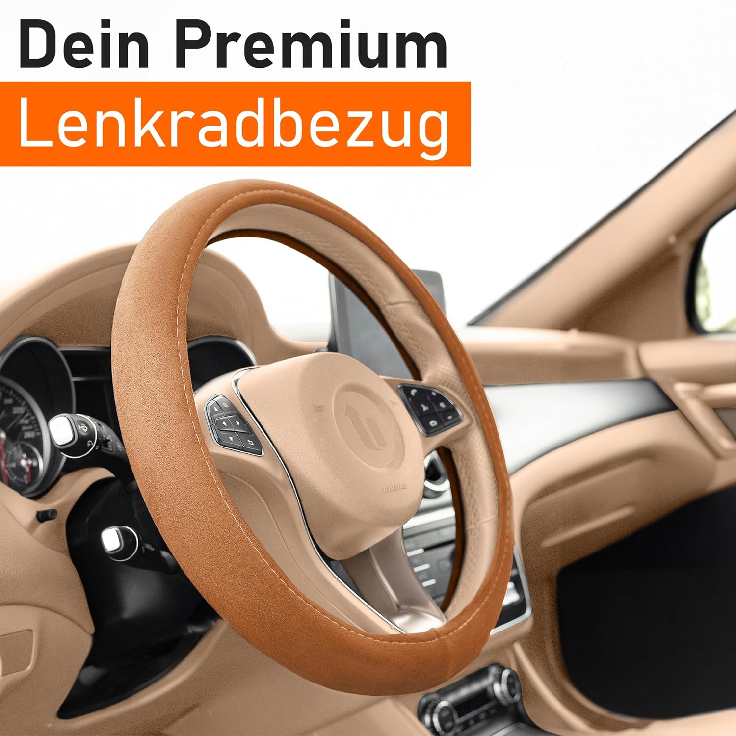Detalle 2 de Upgrade4cars Lenkradbezug Braun 37-39 cm