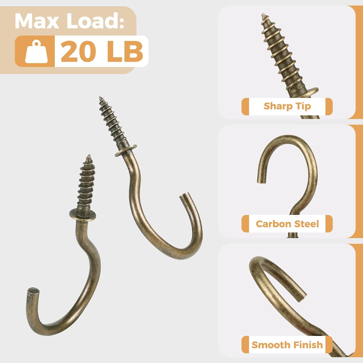 Thumbnail 5 de RELBRO HR1-1/4BSH03 1-1/4-Inch Bronze Carbon Steel Screw Hooks, 50-Pack