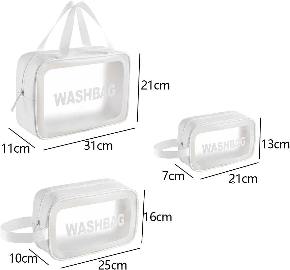 Thumbnail 2 de Mikytoper 3 PCS Clear Toiletry Bag Set (White) – Transparent PVC Travel Cosmetic Bags