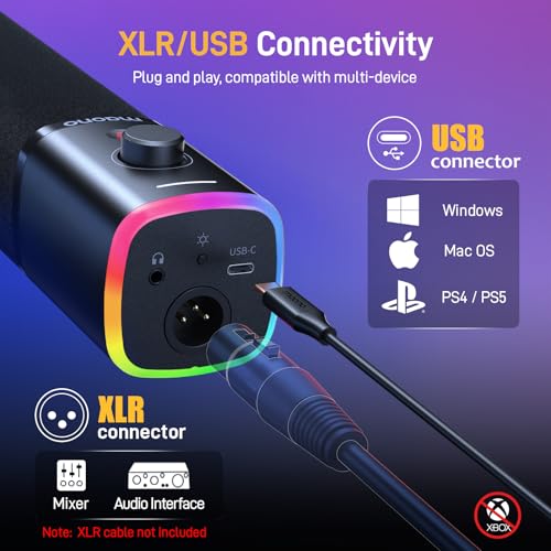 Detalle 2 de MAONO PD100XS Dynamic Gaming Microphone with Boom Arm (XLR/USB) for Streaming