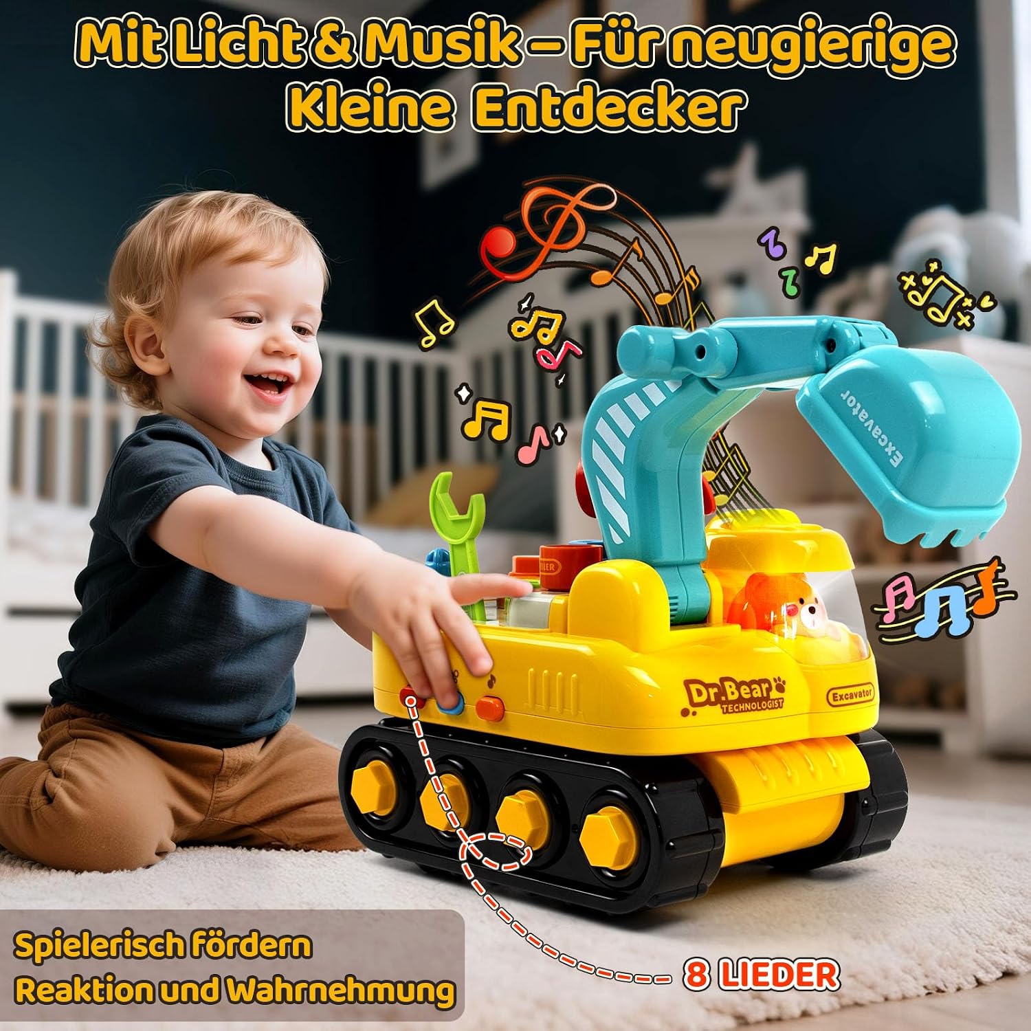 Thumbnail 5 de Toy for 2 Year Old with Electric Drill and Tools – Educational Excavator Toy by Dr. Bear