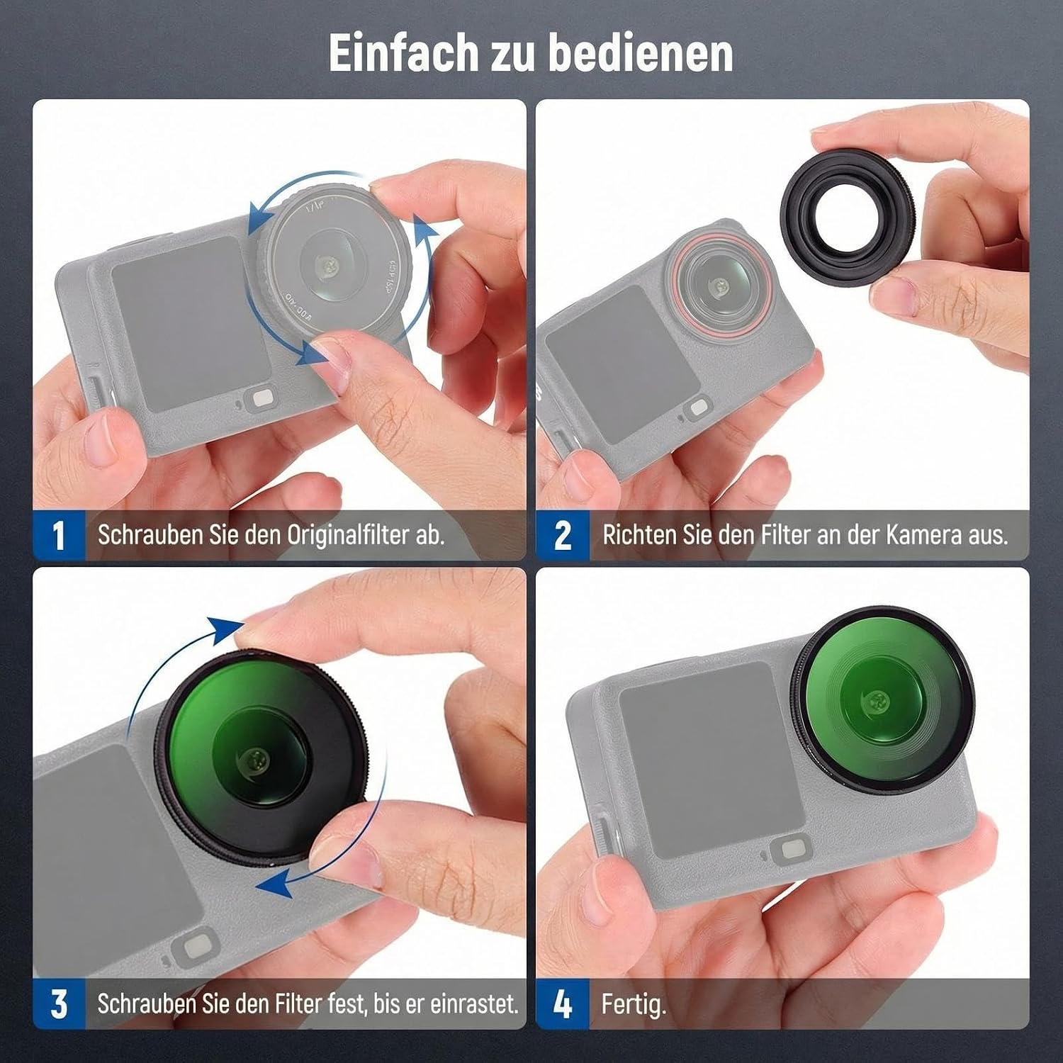 Thumbnail 6 de NEEWER CPL + ND Filter Set für DJI Osmo Action 6 – ND8/16/32/64/256, verstellbarer Polarisator, mehrfach beschichtet