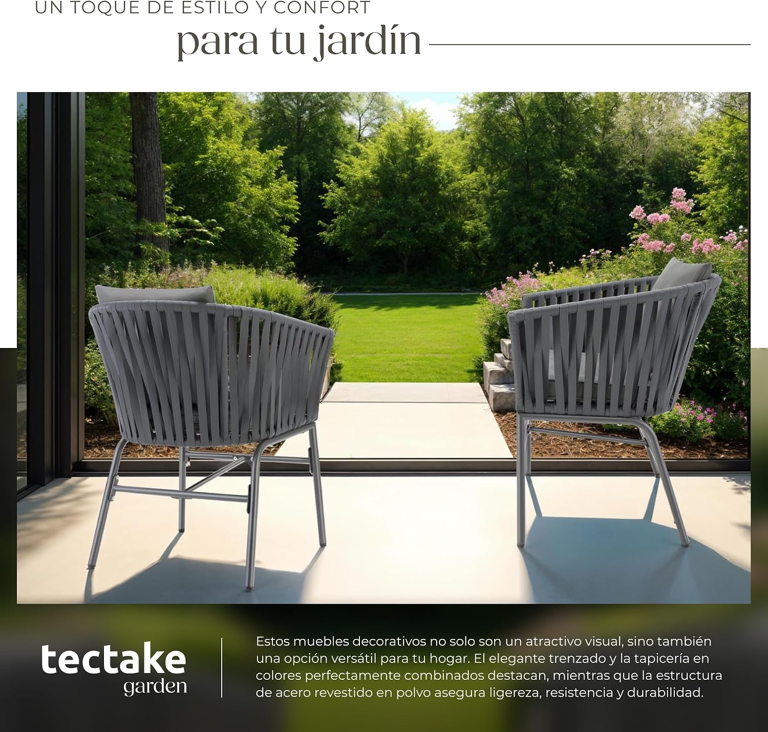 Thumbnail 5 de tectake® Sillas Jardin Exterior con Cojines 7 cm