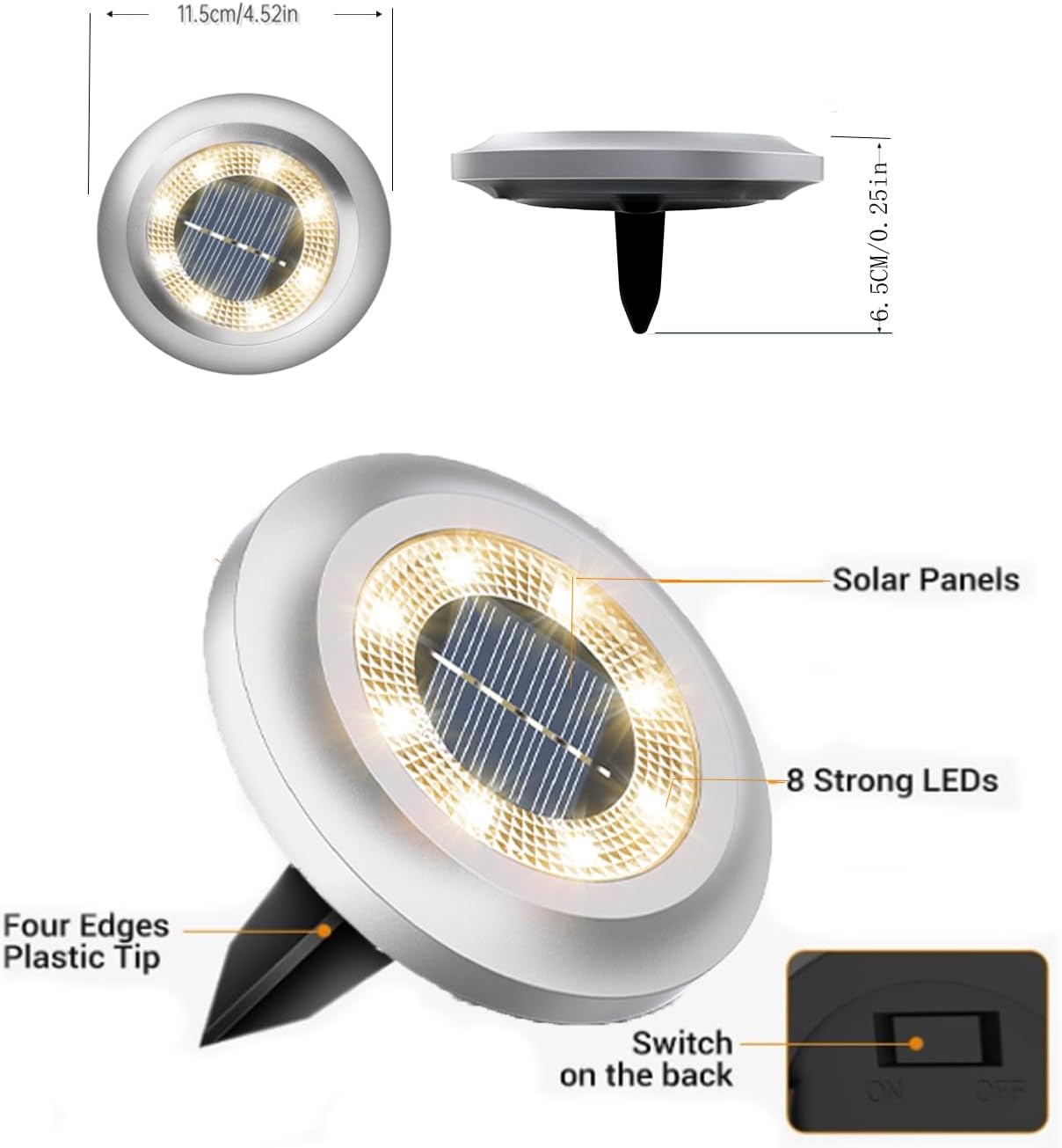 Detalle 2 de Torchtree 2023 Upgraded Solar Outdoor Garden Lights (12 Pack) – Warm White Path & Decking Lights