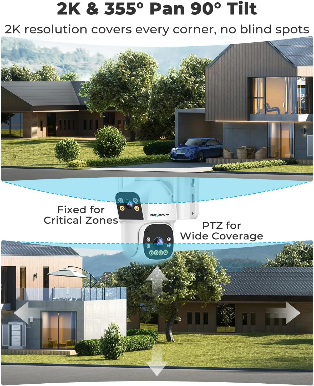 Thumbnail 6 de GENBOLT Solar WiFi Security Camera Outdoor Wireless with Dual Lens Spotlight, Dual View & PIR