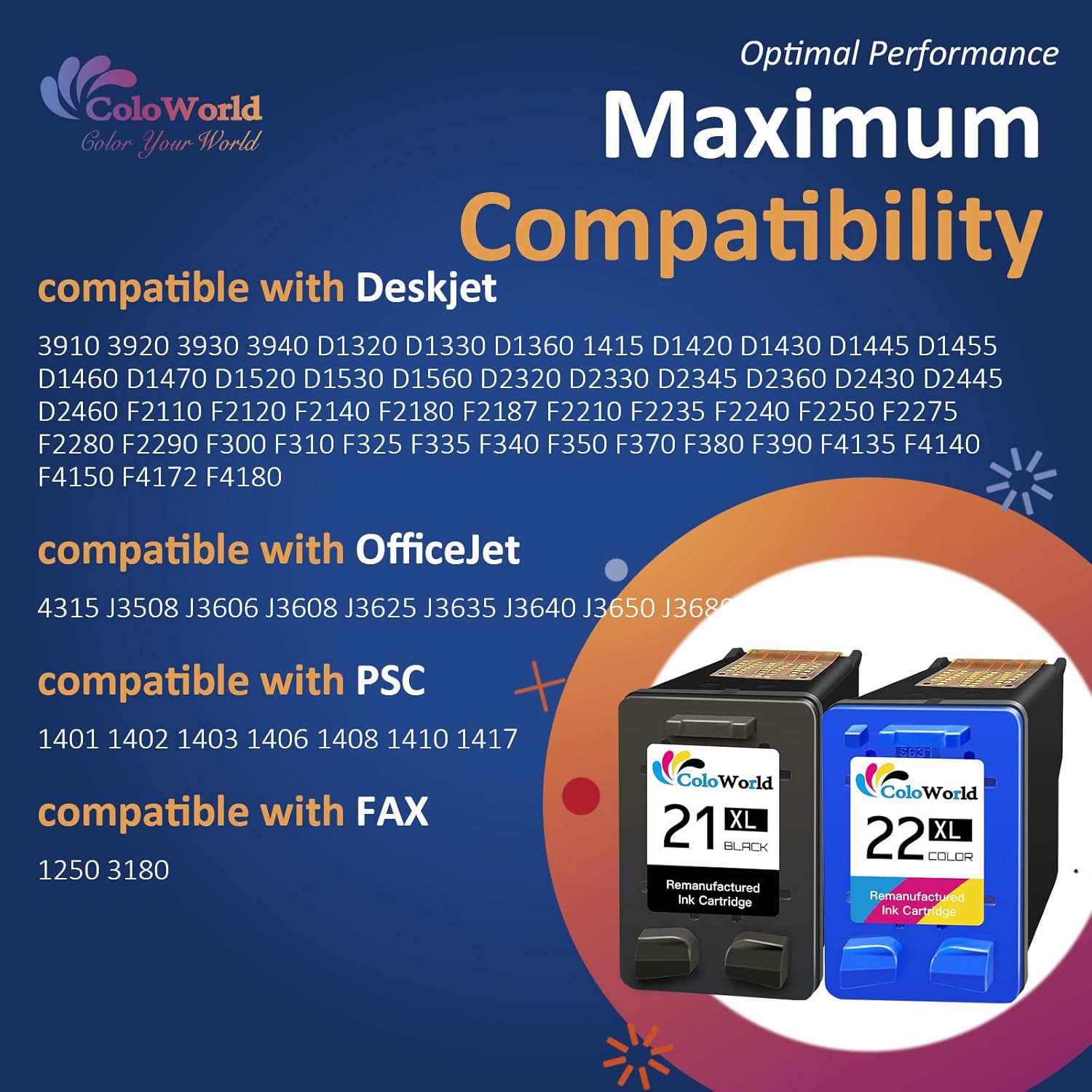 Thumbnail 1 de ColoWorld 21 22 XL cartucce compatibili 520 pagine 🖨️