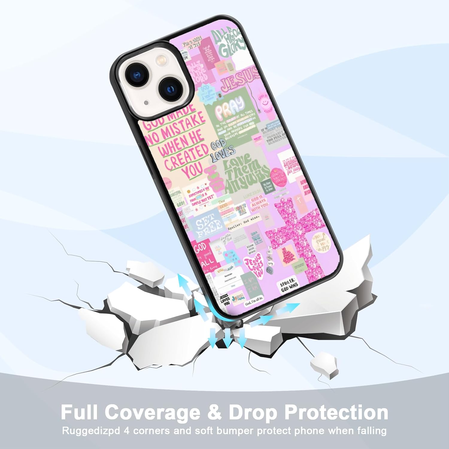 Thumbnail 2 de MMYAJT CASE Christian Phone Case for iPhone 13, Pink TPU Cross Design
