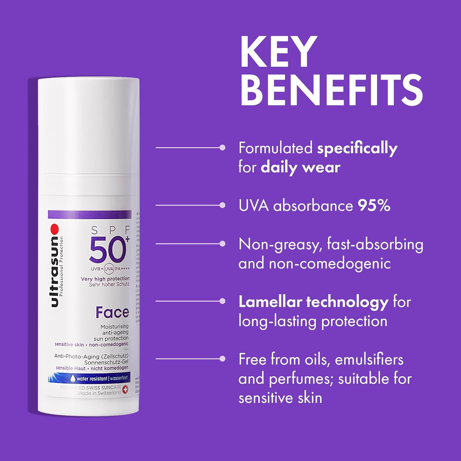 Detalle de Ultrasun Anti-Ageing Face SPF50+ (50ml) – broad-spectrum sun protection for sensitive skin
