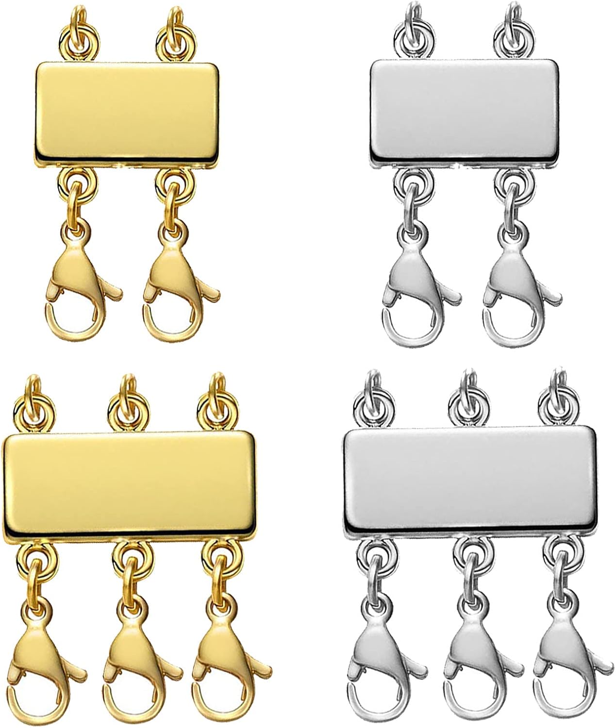 Detalle de OHINGLT Magnetic Necklace Layering Clasps, 4-Piece Gold and Silver Set