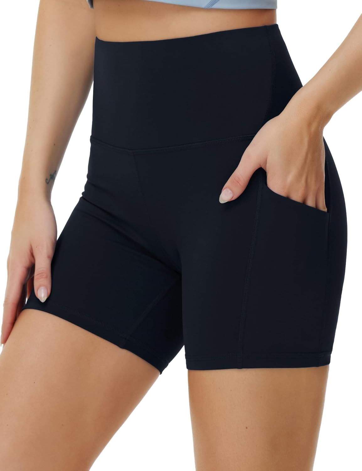 Detalle de THE GYM PEOPLE Short yoga taille haute 12,7 cm